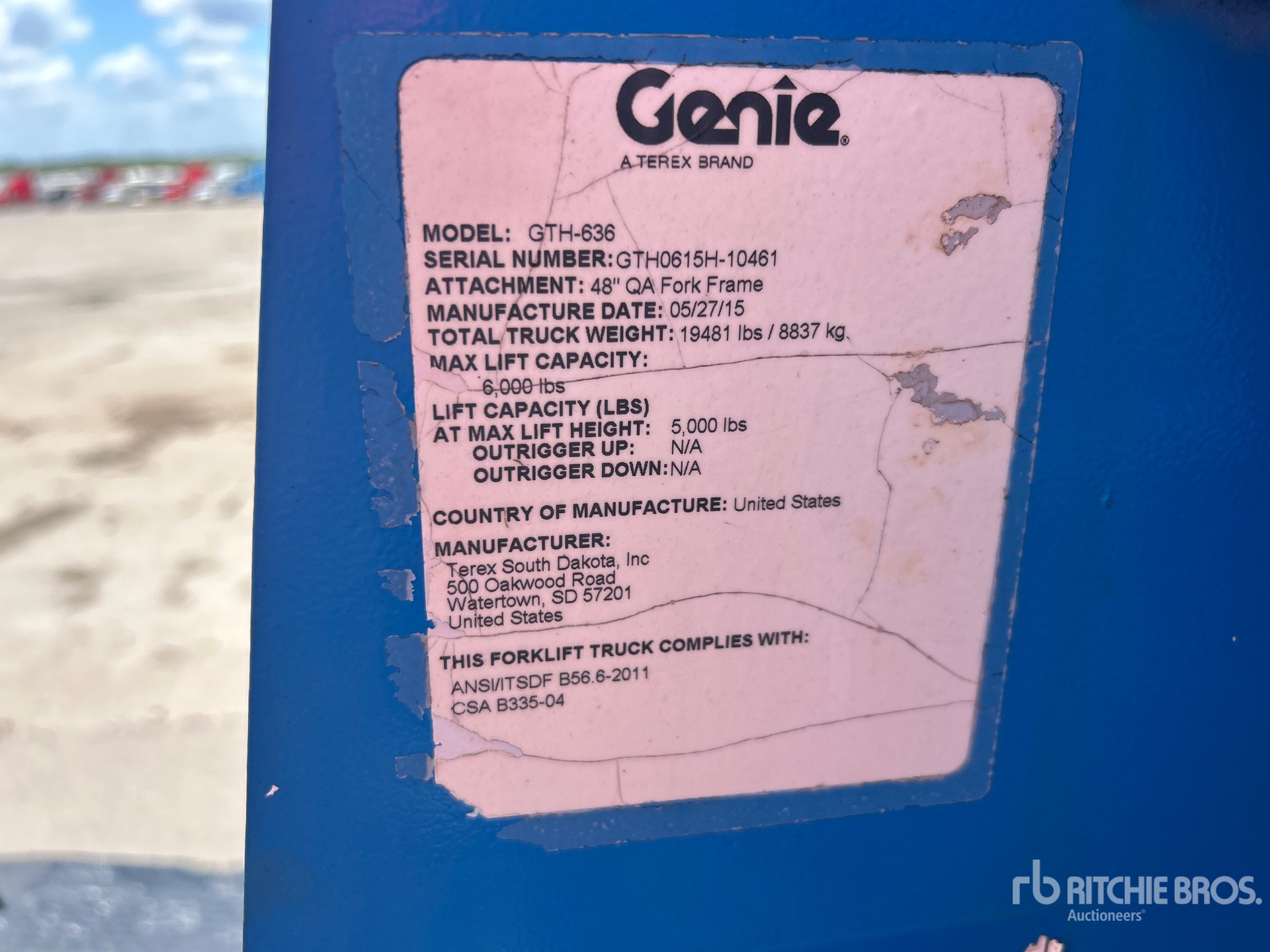 Photo of a 2015 Genie GTH-636