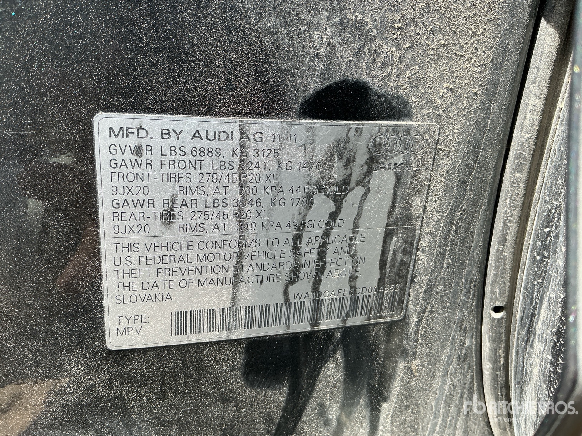General Appearance with Serial Number / VIN