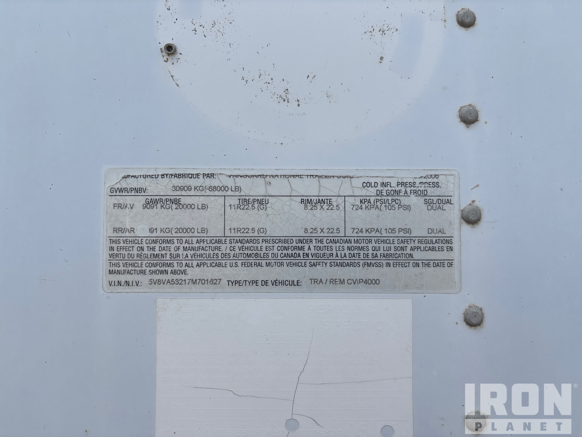 General Appearance with Serial Number / VIN