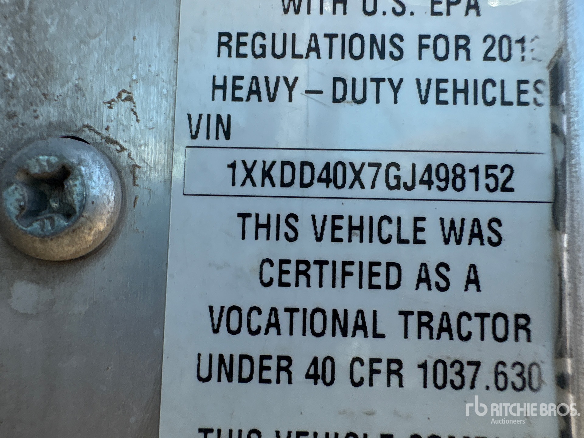 General Appearance with Serial Number / VIN