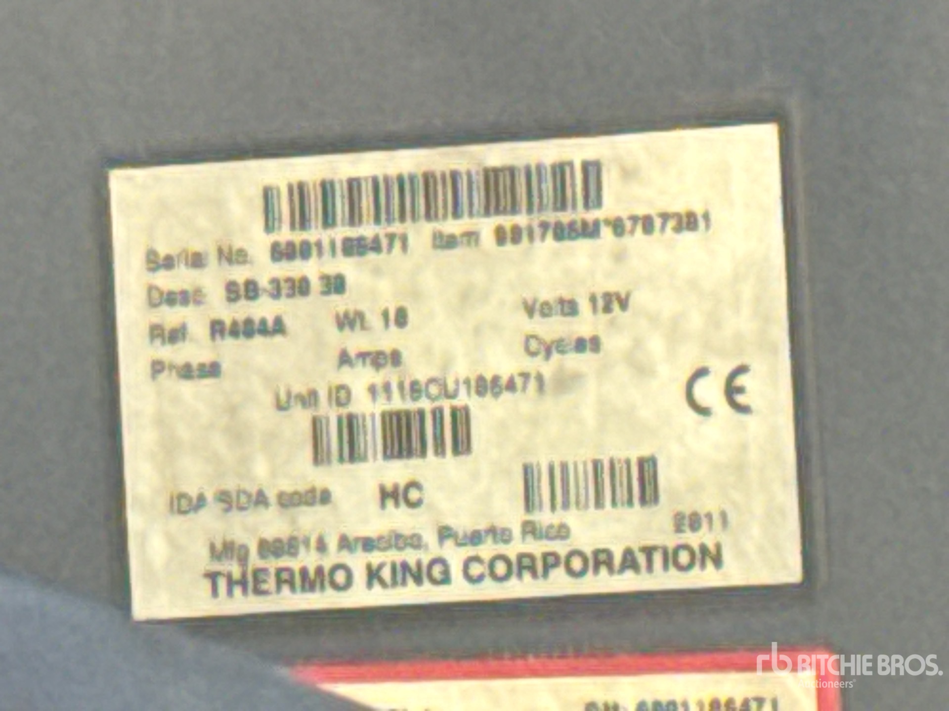 General Appearance with Refrigeration Unit Serial Number