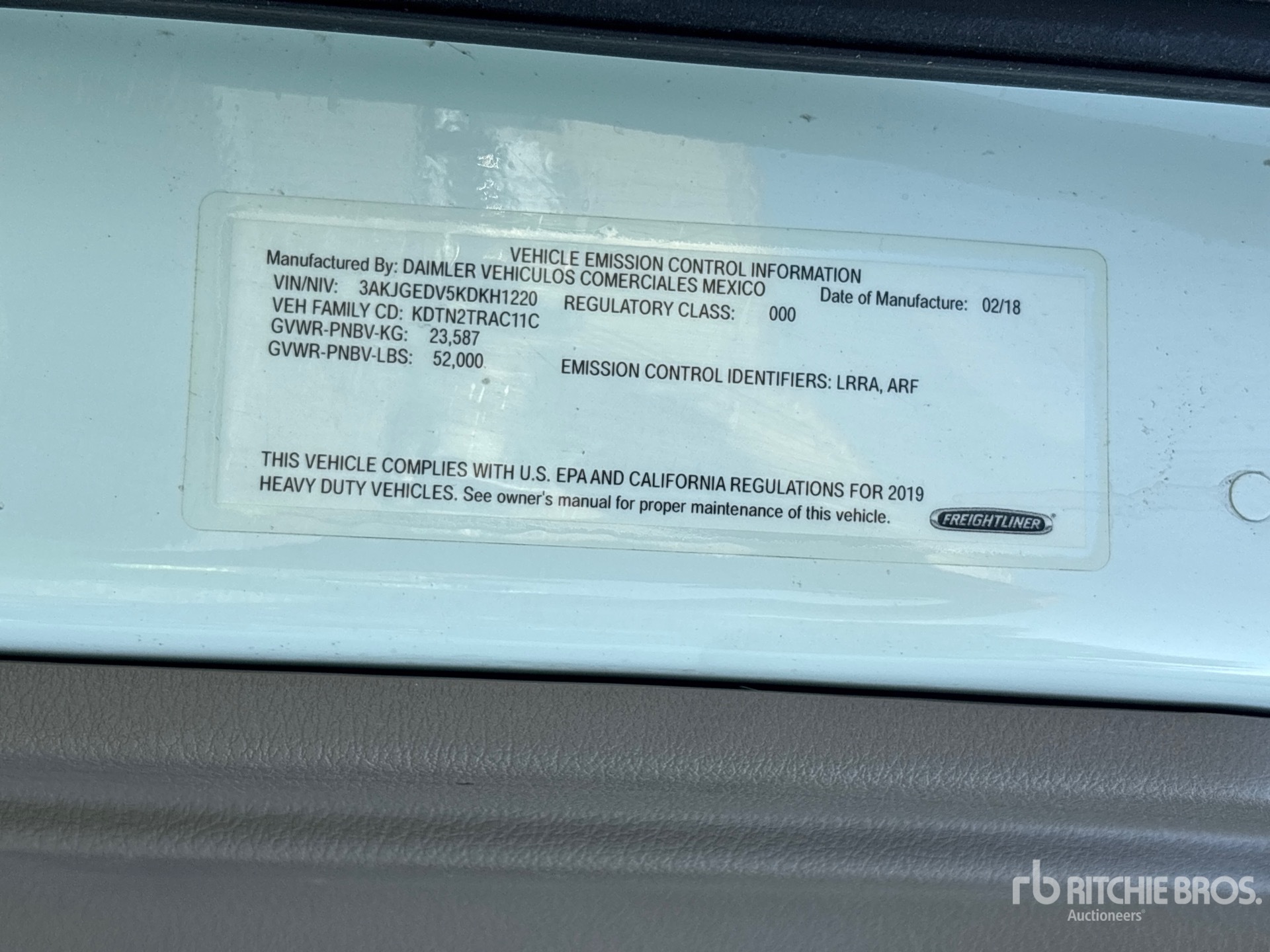 General Appearance with Serial Number / VIN