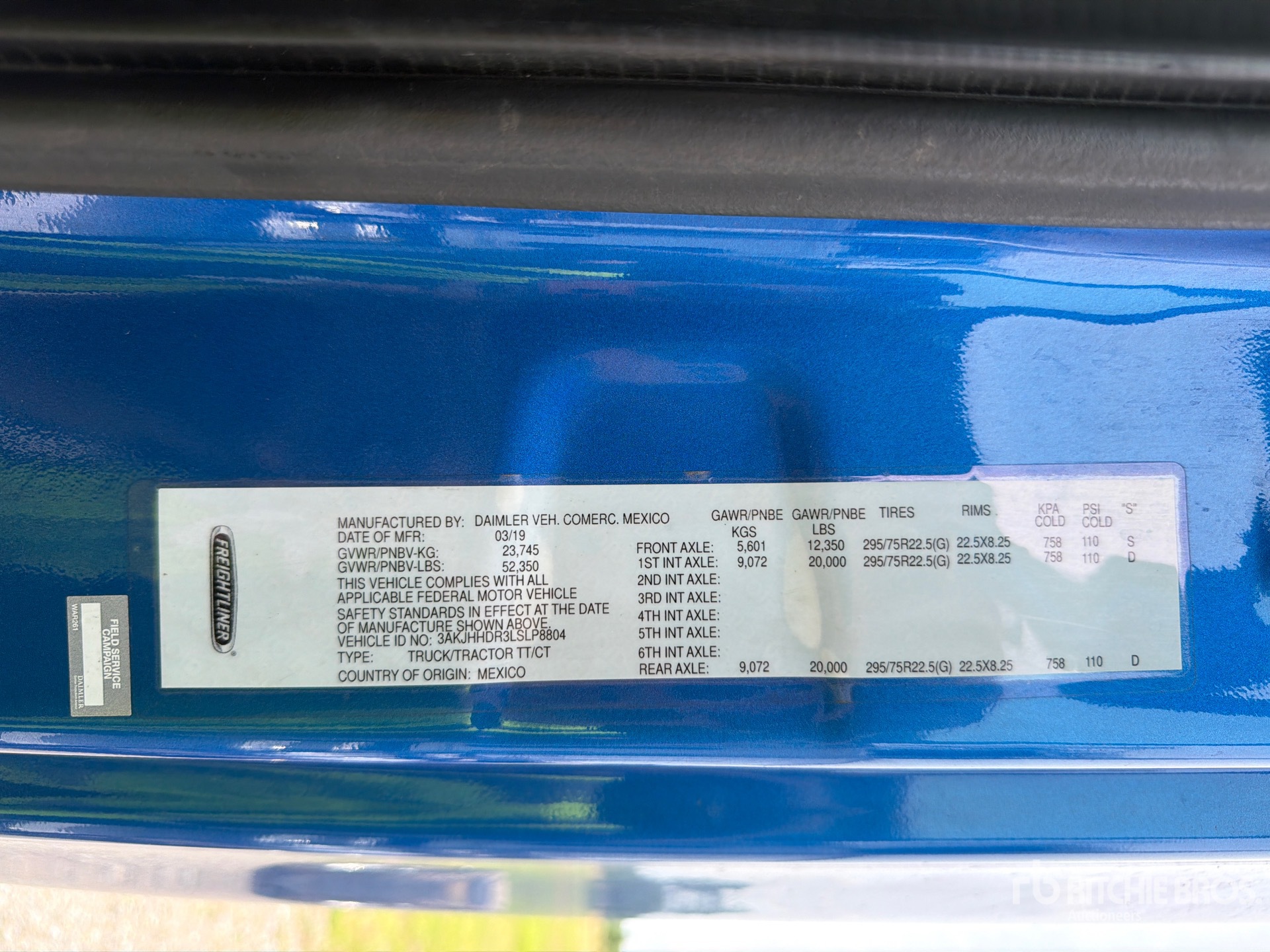 General Appearance with Serial Number / VIN