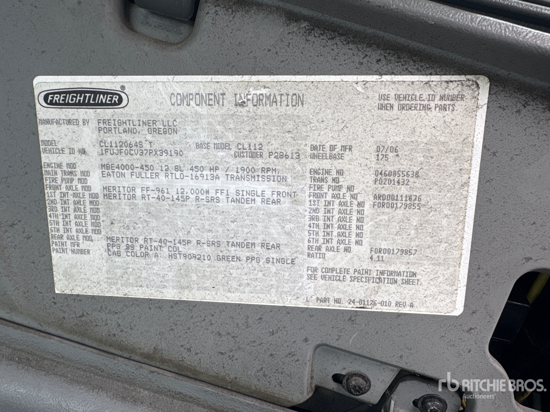 General Appearance with Serial Number / VIN