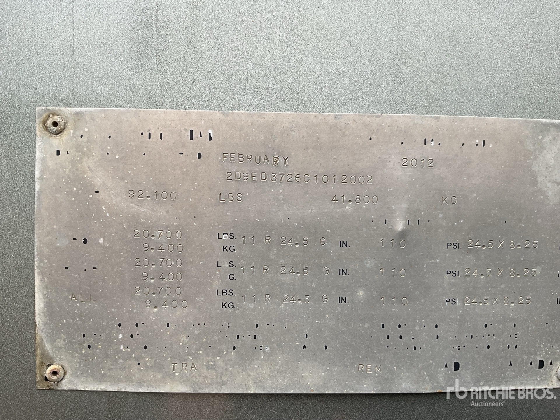 General Appearance with Serial Number / VIN
