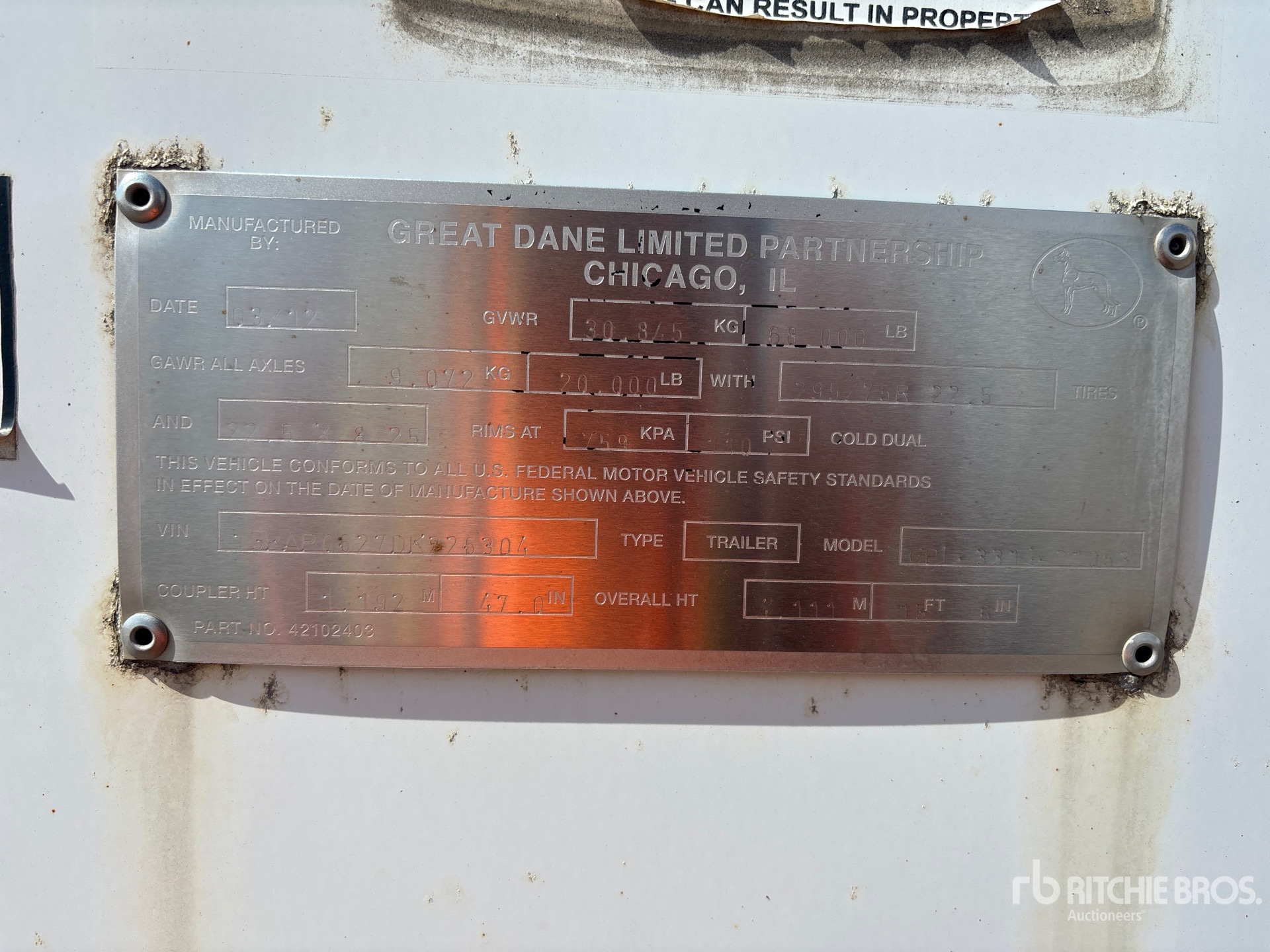 General Appearance with Serial Number / VIN