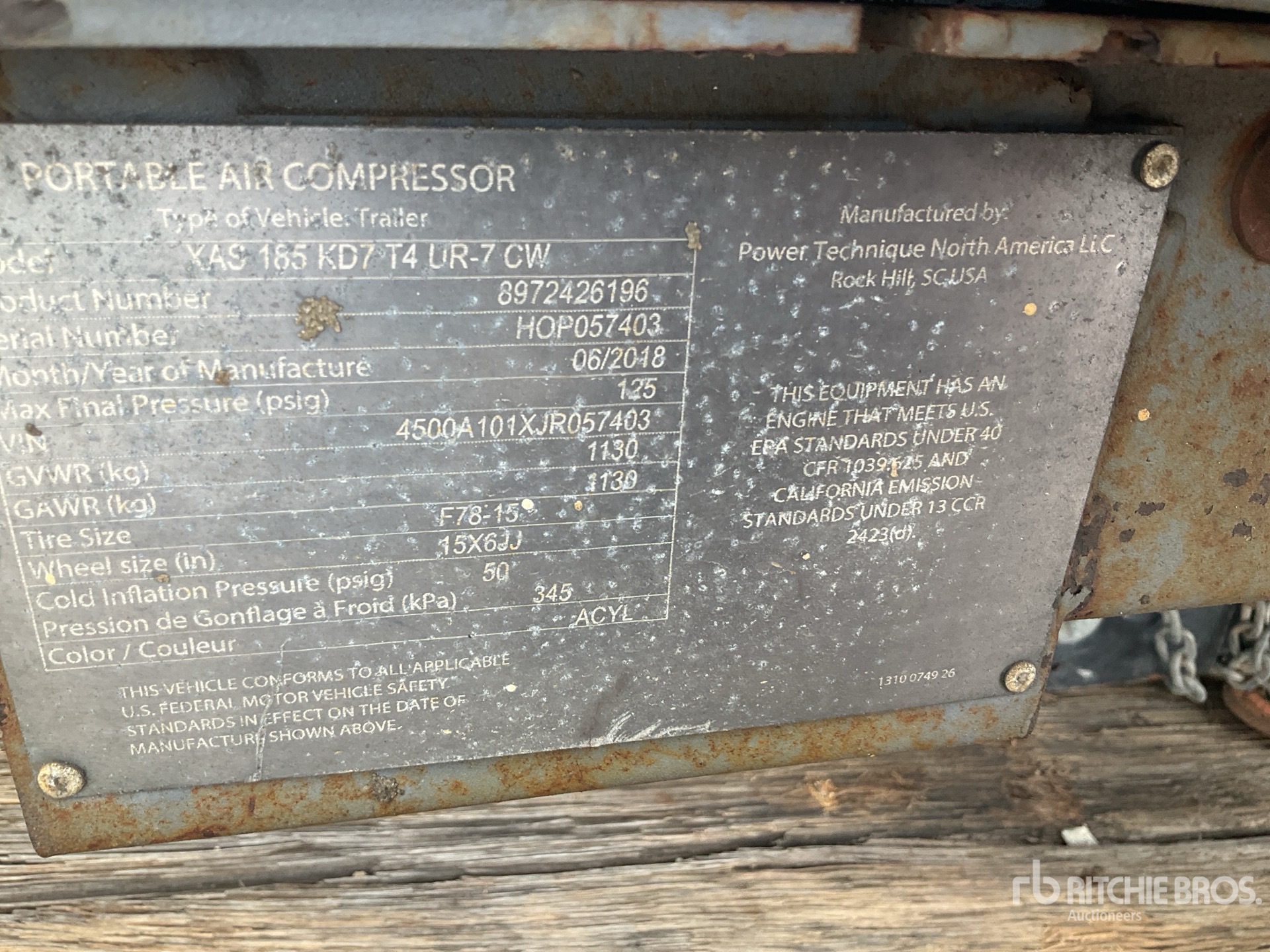 Photo of a 2018 Atlas Copco XAS 185