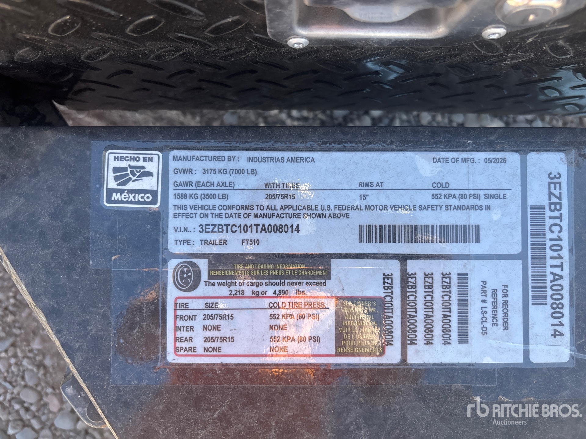 General Appearance with Serial Number / VIN