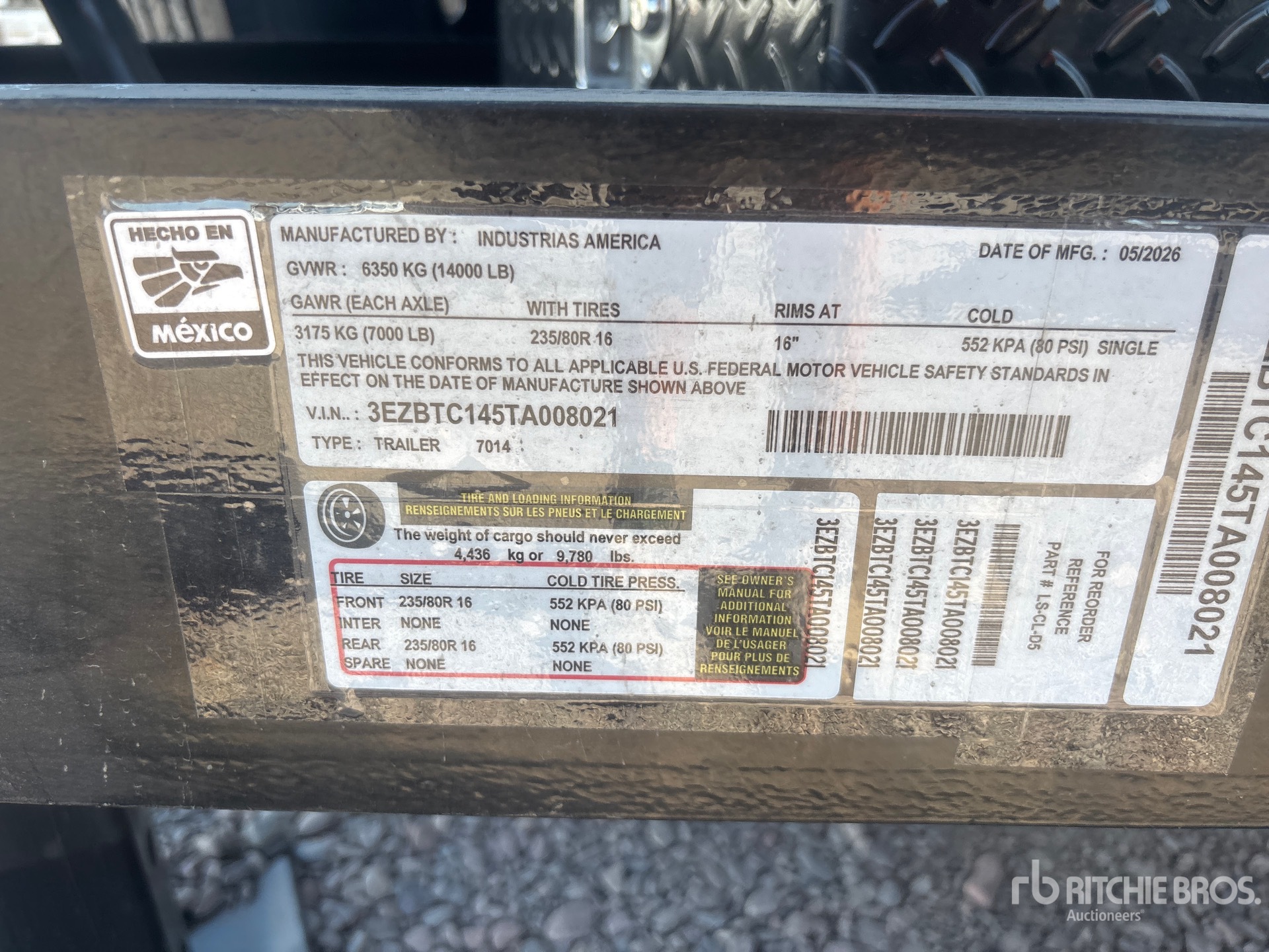 General Appearance with Serial Number / VIN
