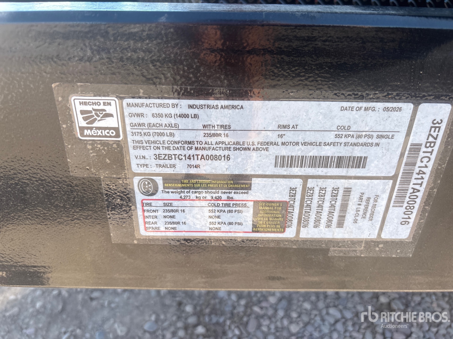 General Appearance with Serial Number / VIN