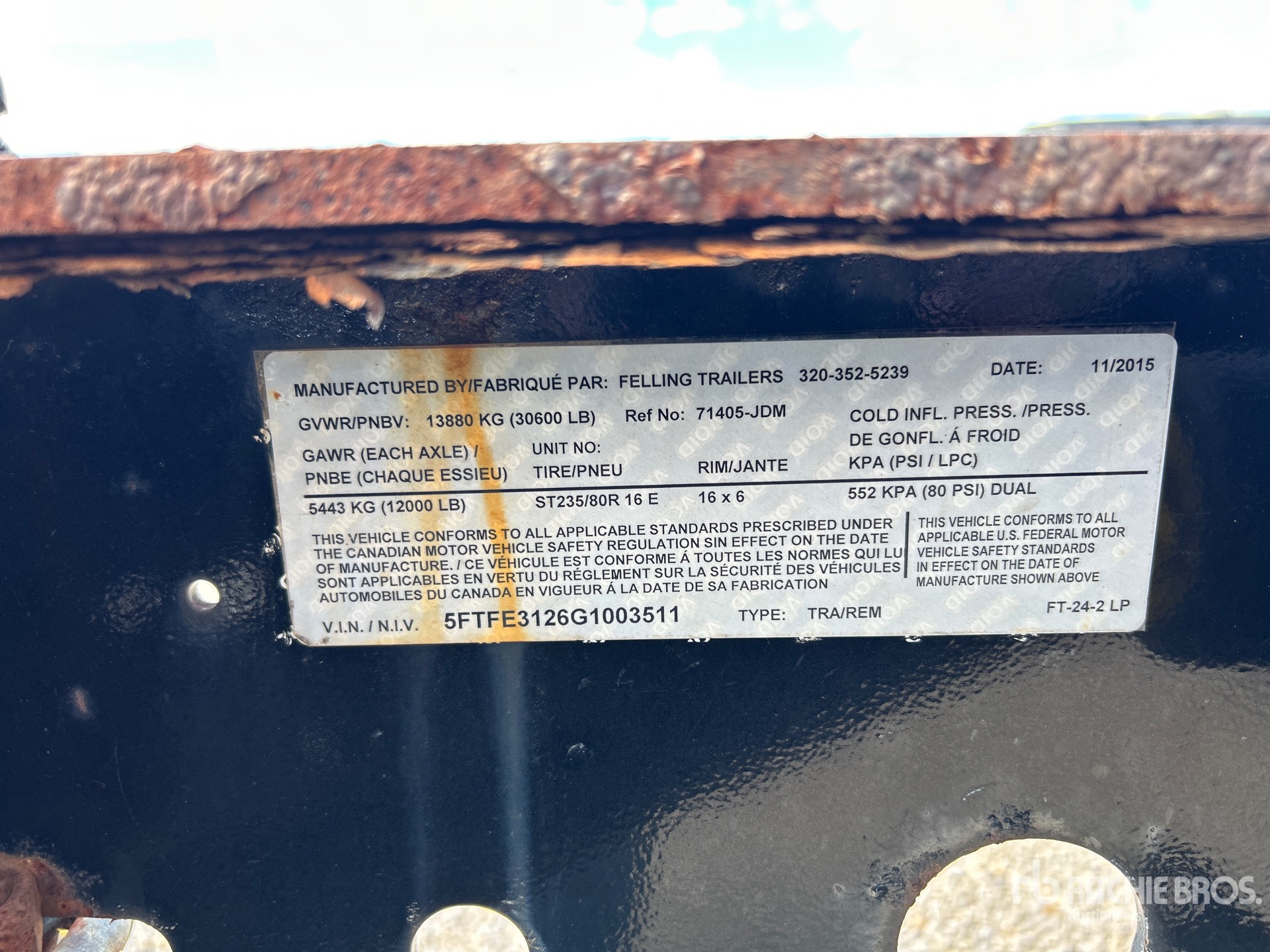 General Appearance with Serial Number / VIN