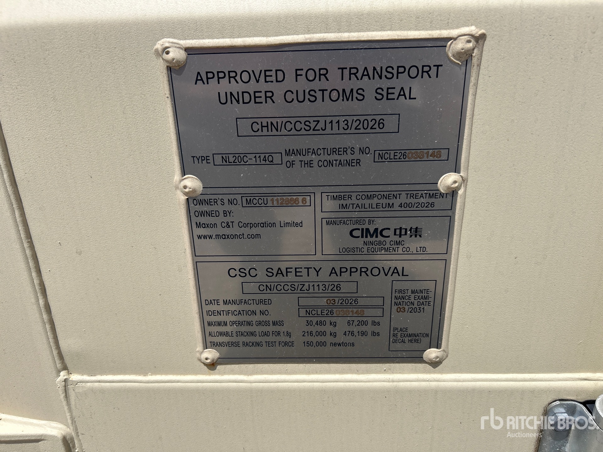 General Appearance with Serial Number / VIN