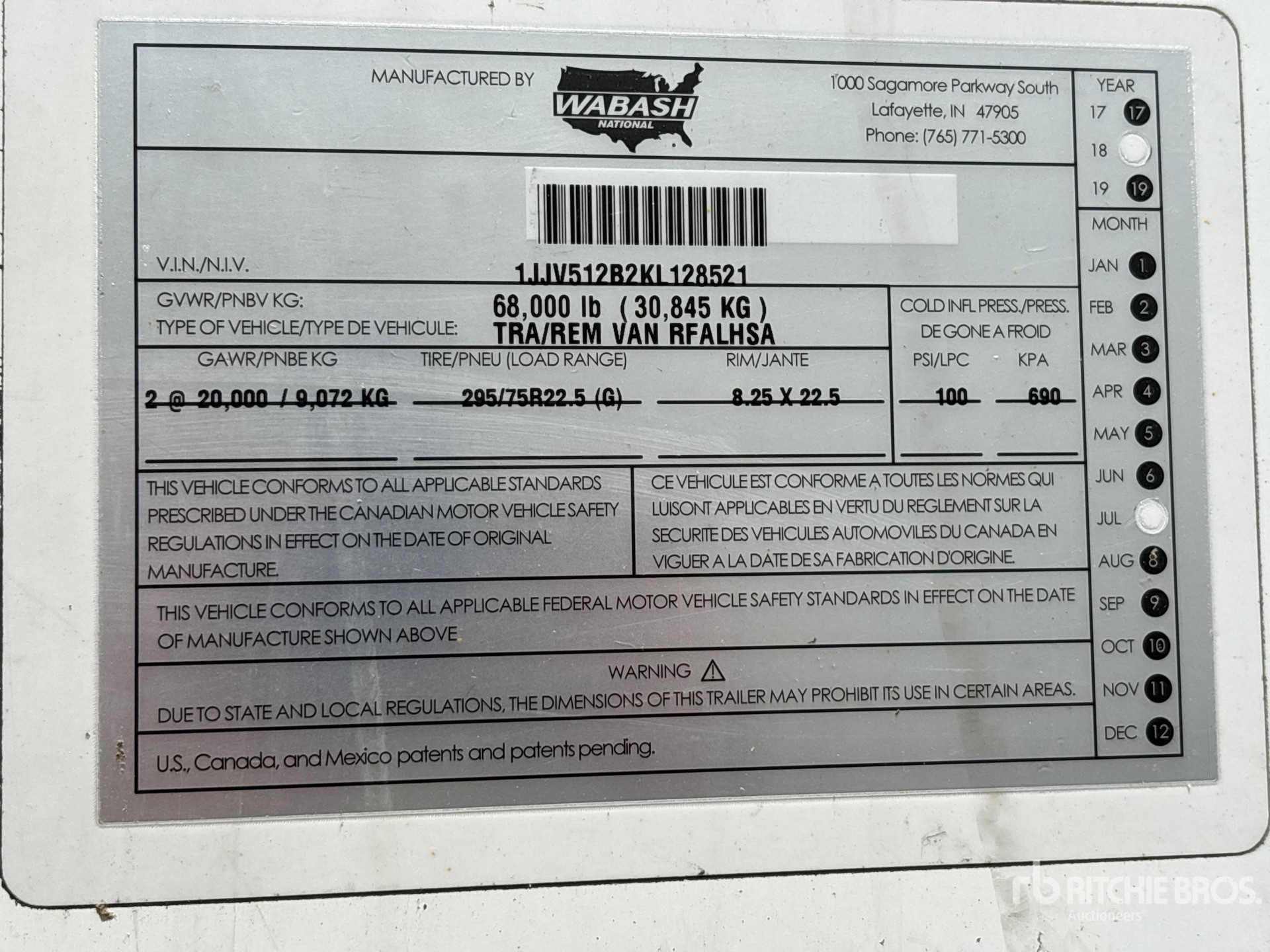 General Appearance with Serial Number / VIN