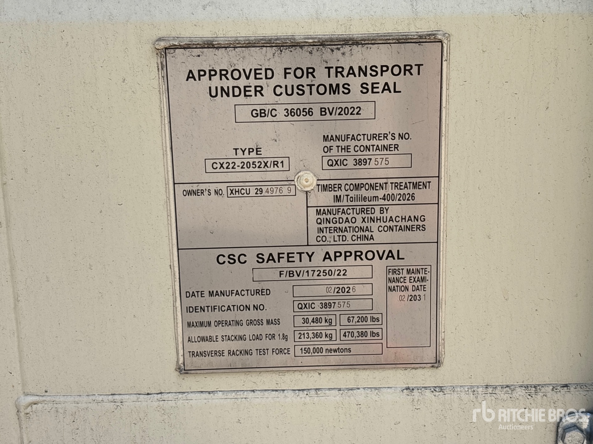 General Appearance with Serial Number / VIN