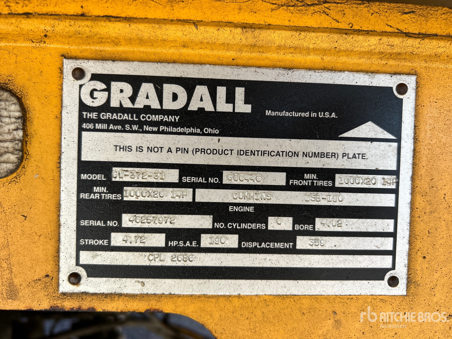 General Appearance with Serial Number / VIN