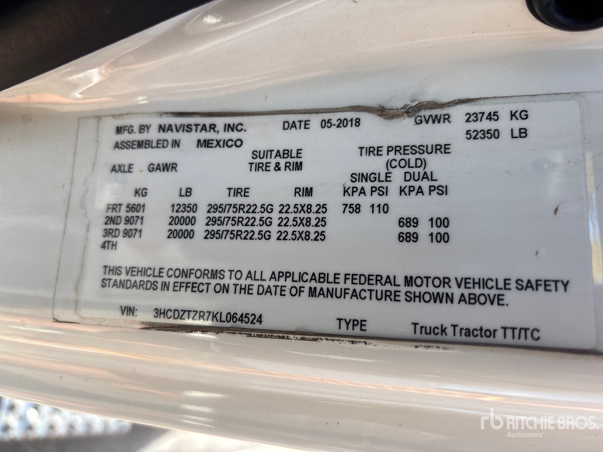 General Appearance with Serial Number / VIN