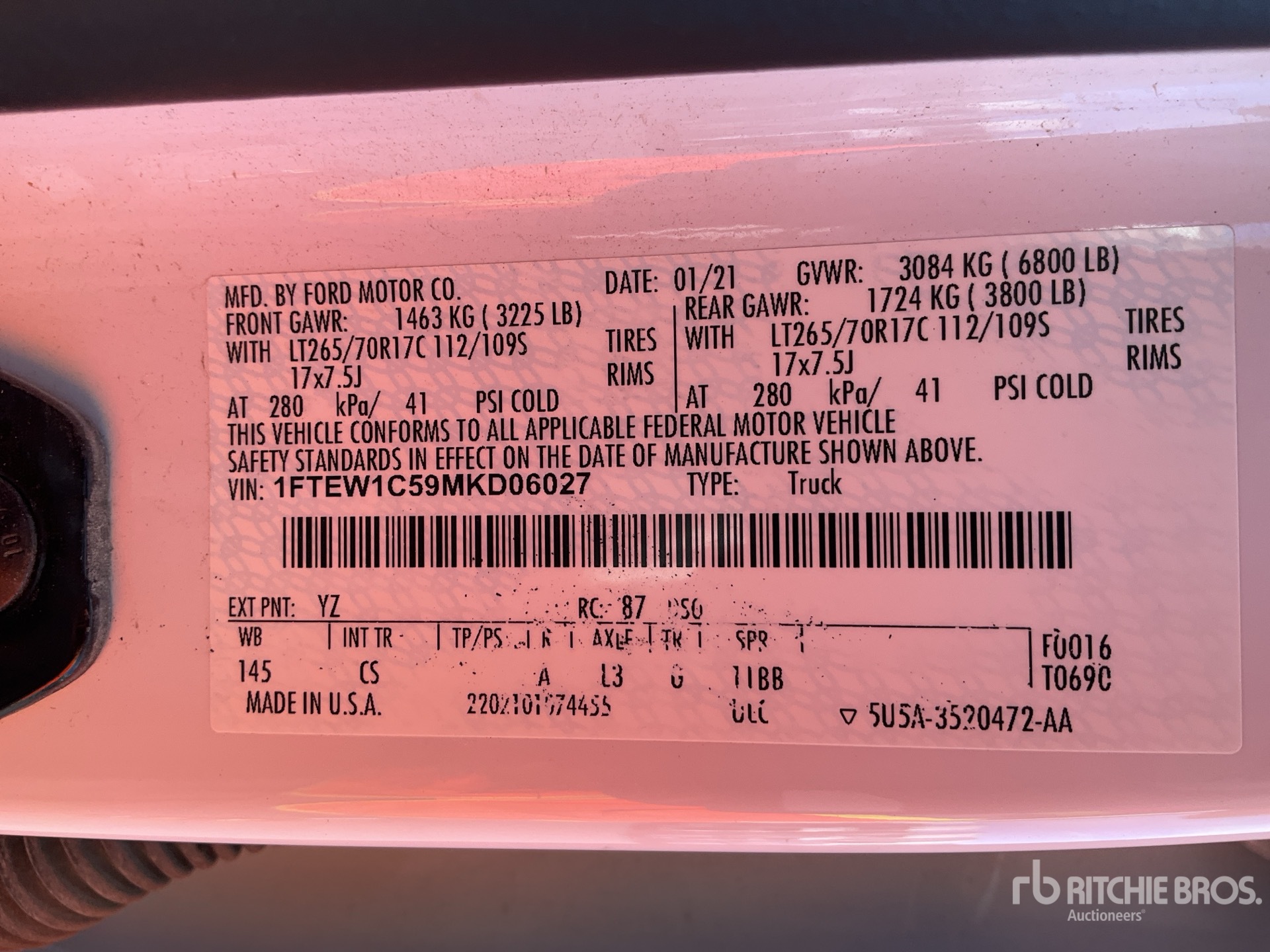 General Appearance with Serial Number / VIN