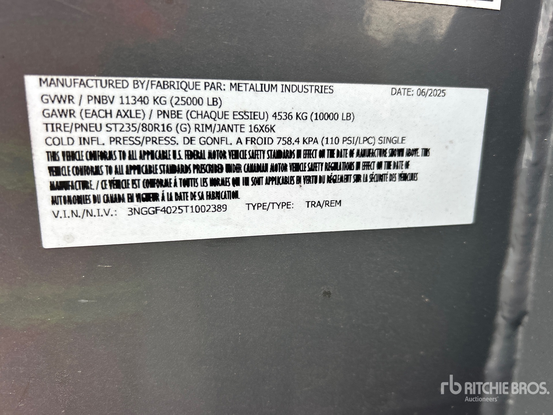 General Appearance with Serial Number / VIN
