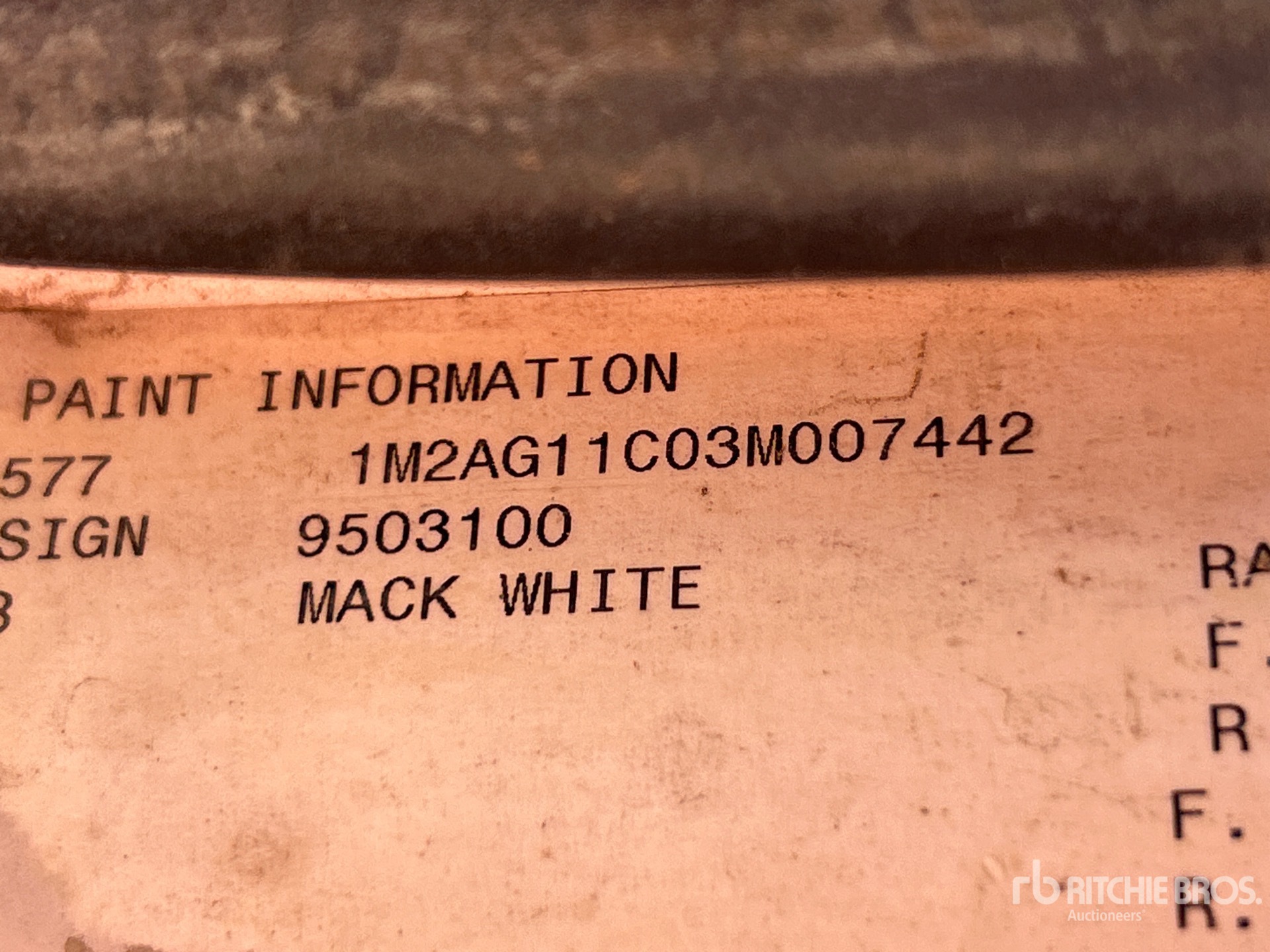 General Appearance with Serial Number / VIN