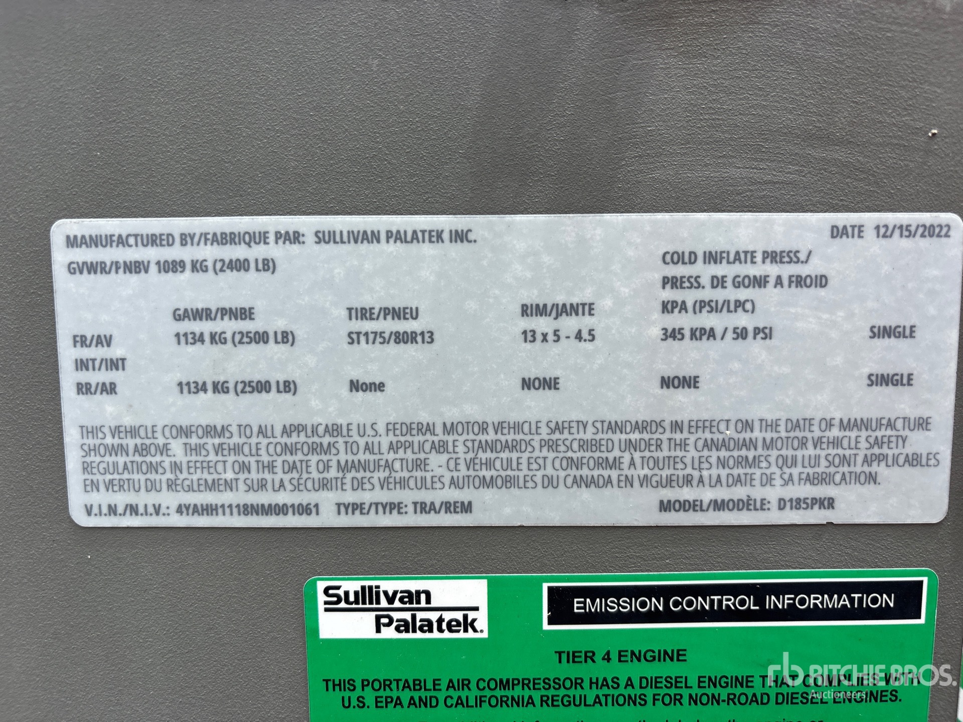 General Appearance with Serial Number / VIN