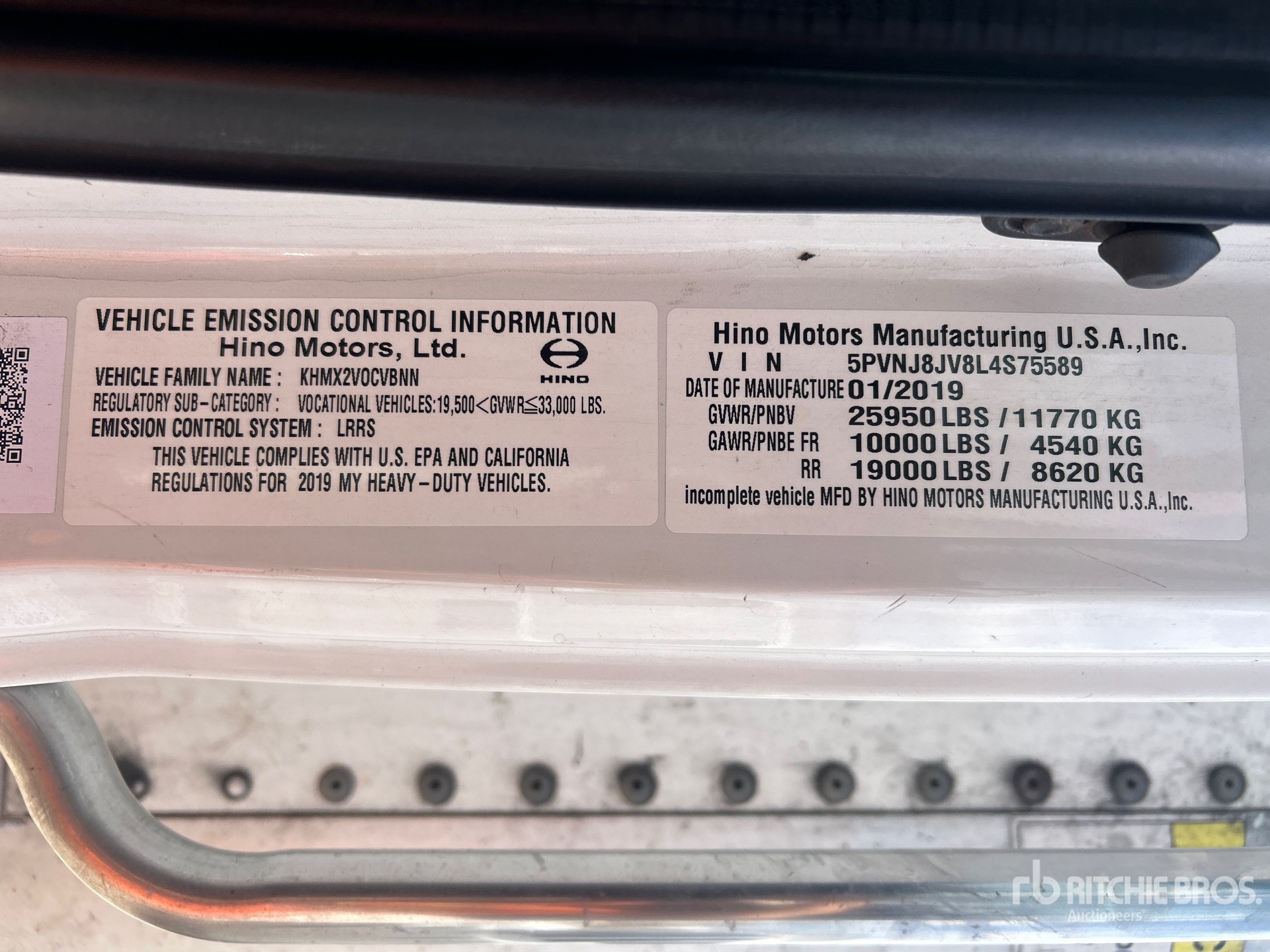 General Appearance with Serial Number / VIN