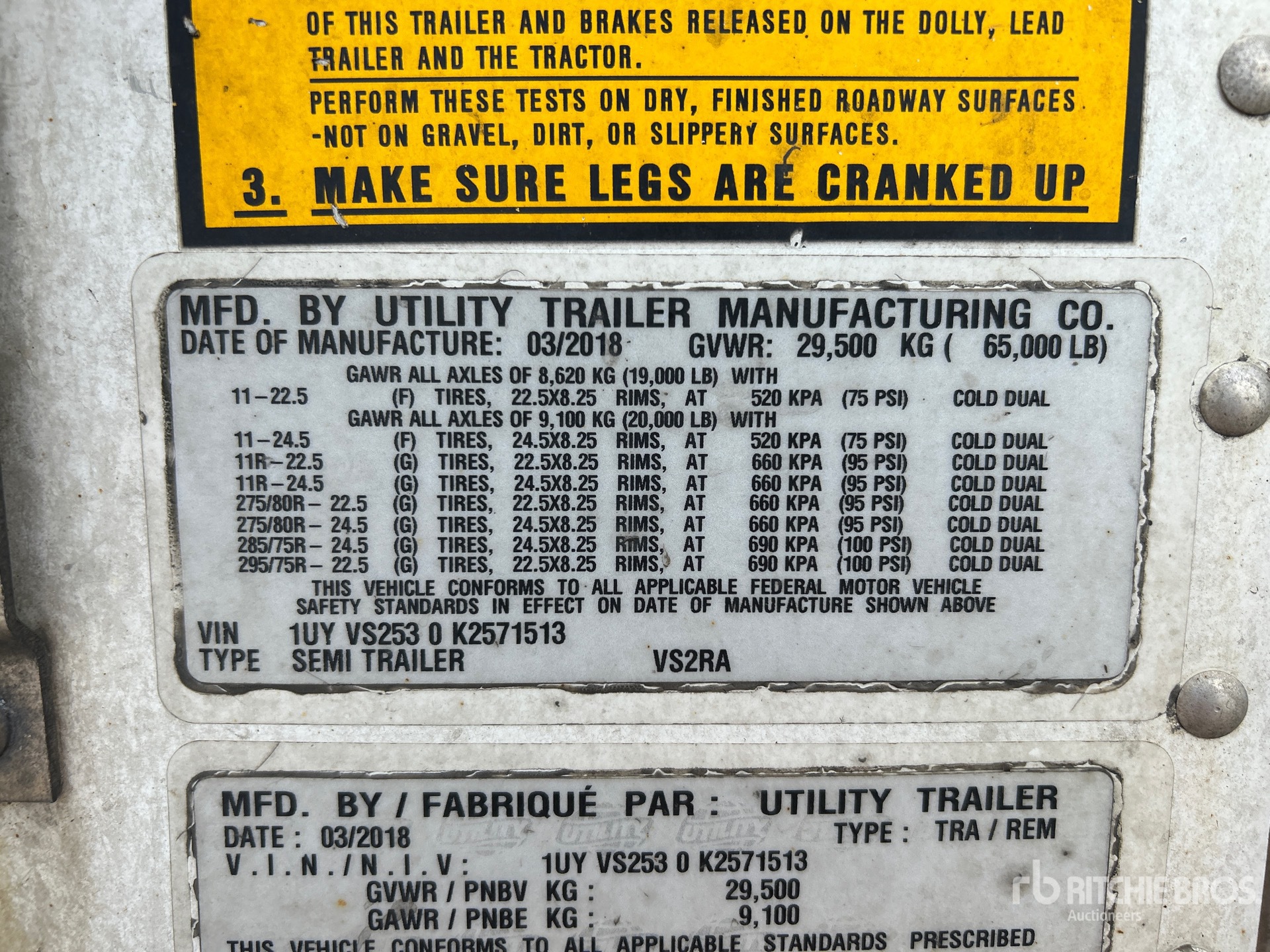 General Appearance with Serial Number / VIN