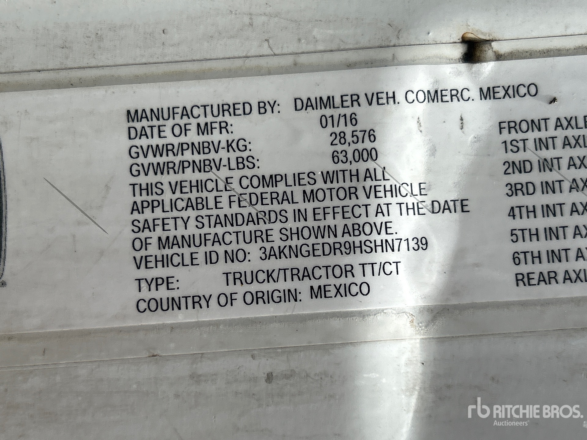 General Appearance with Serial Number / VIN