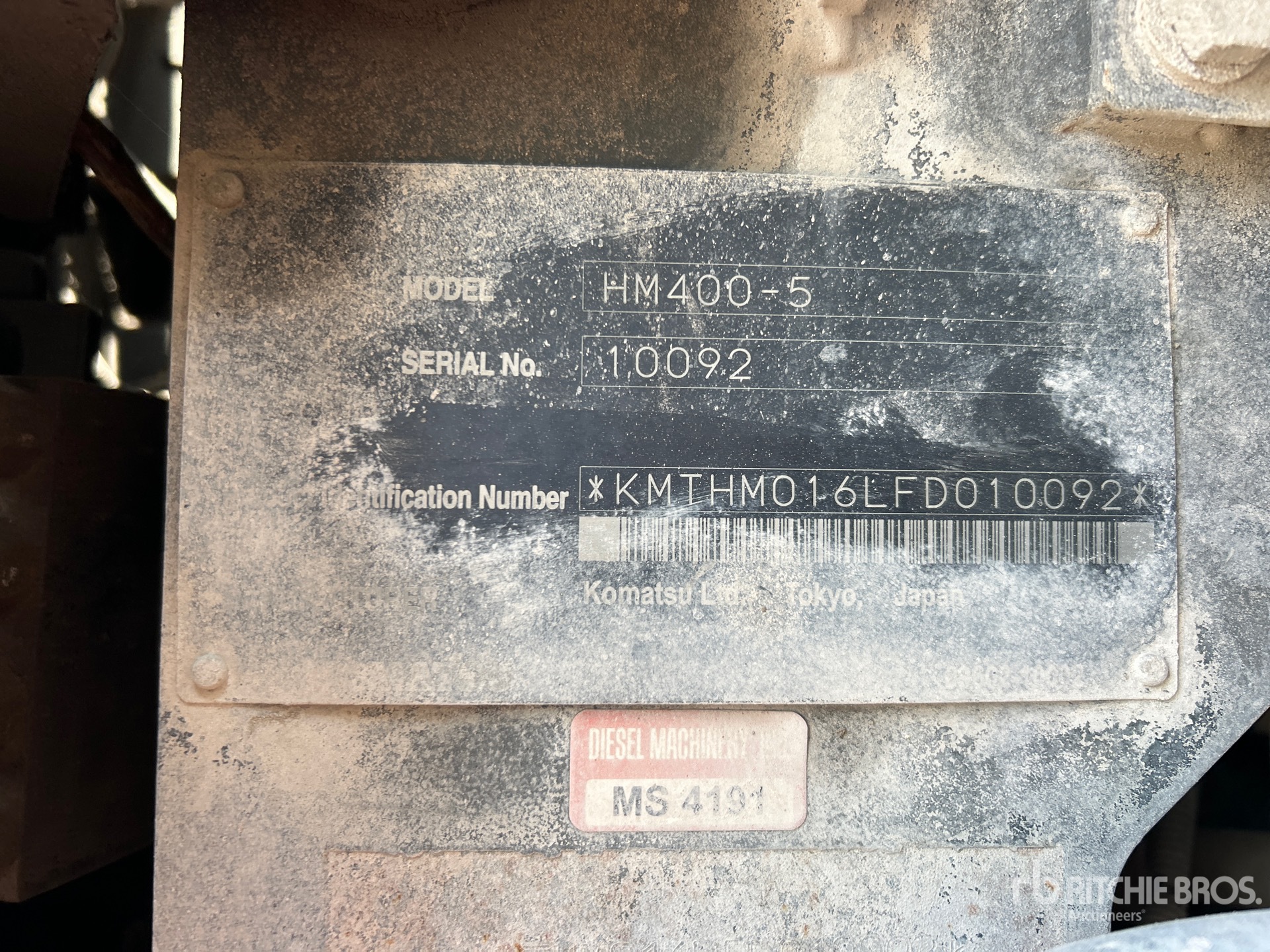 General Appearance with Serial Number / VIN