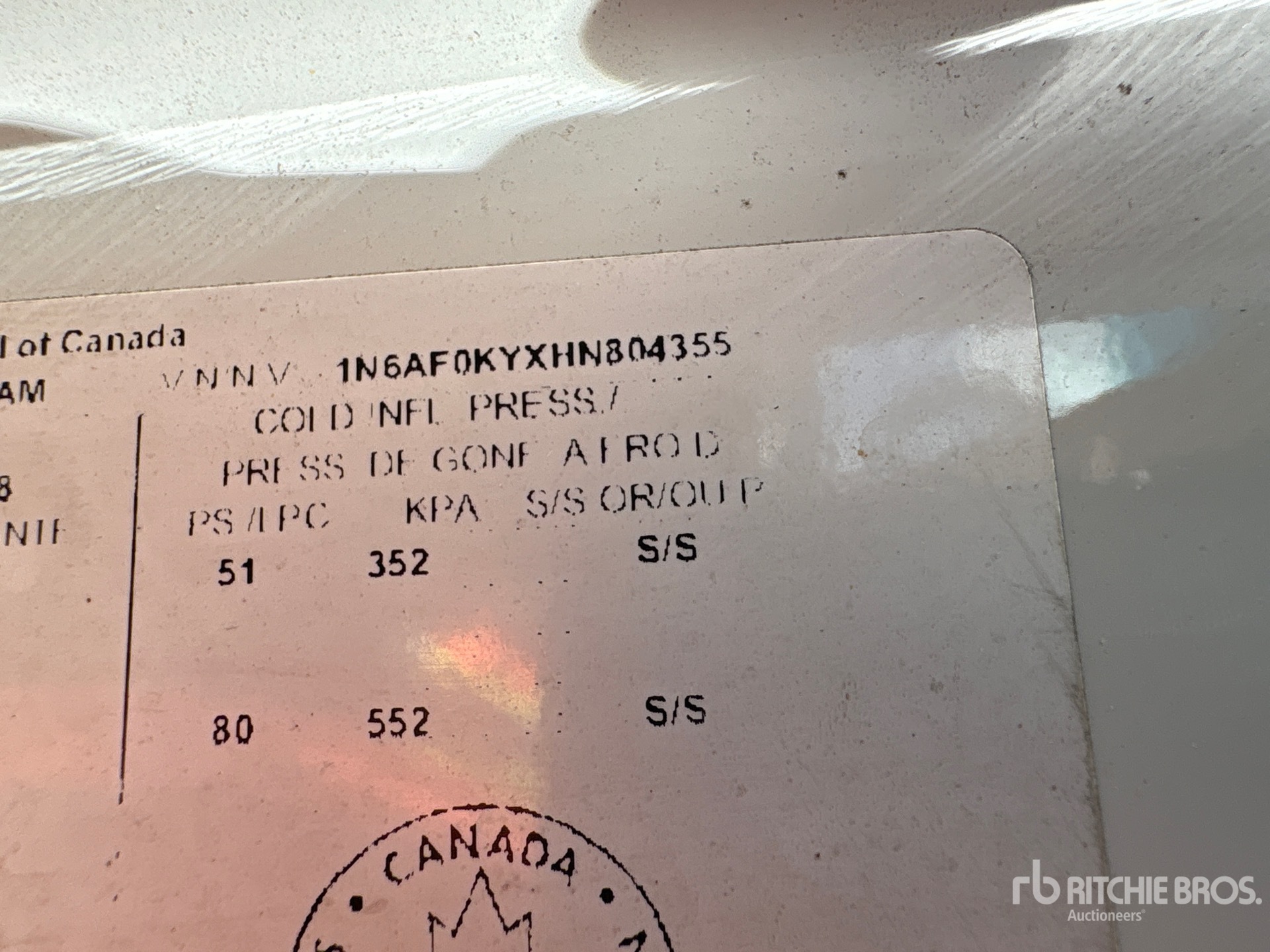 General Appearance with Serial Number / VIN