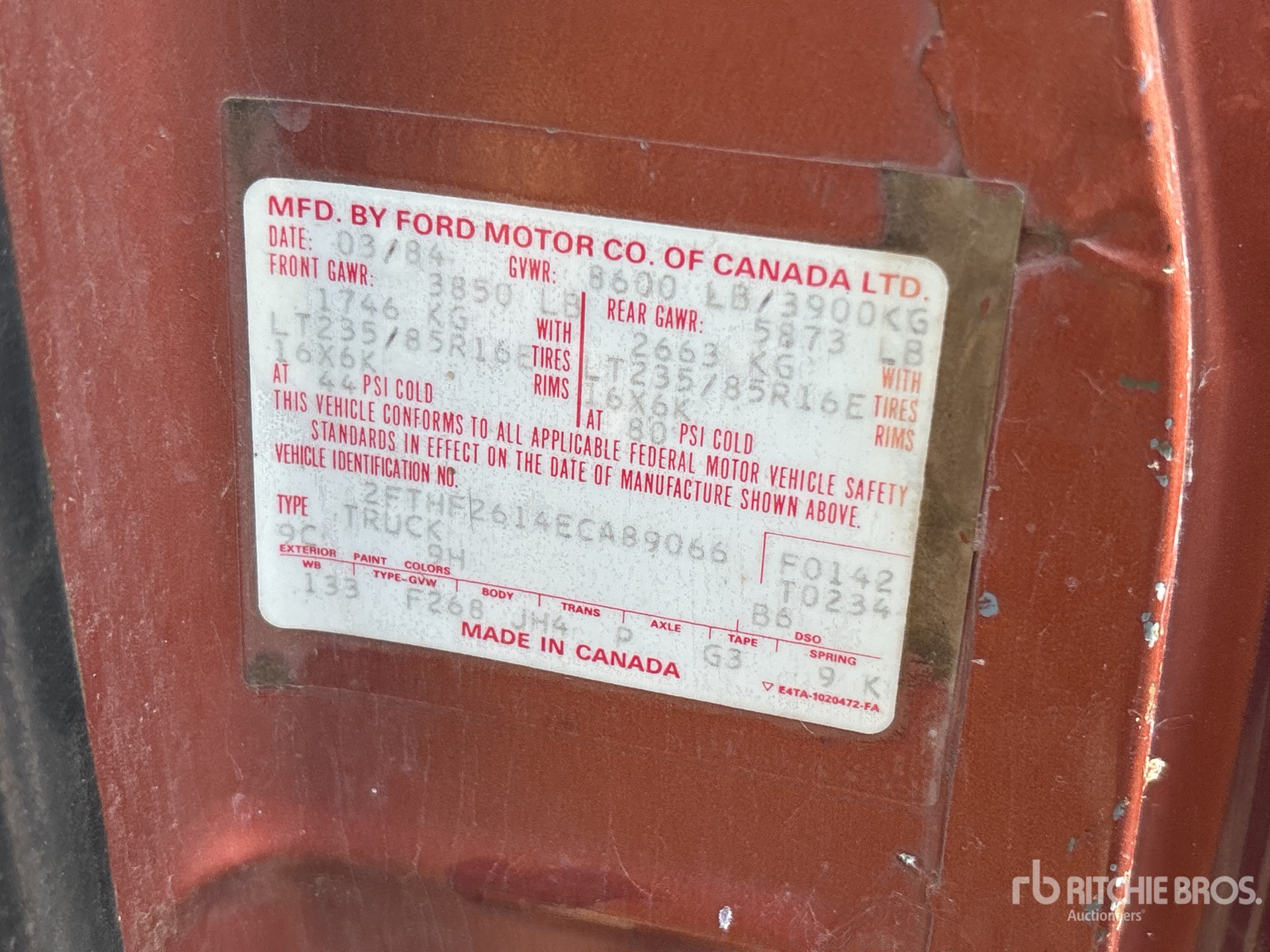 General Appearance with Serial Number / VIN