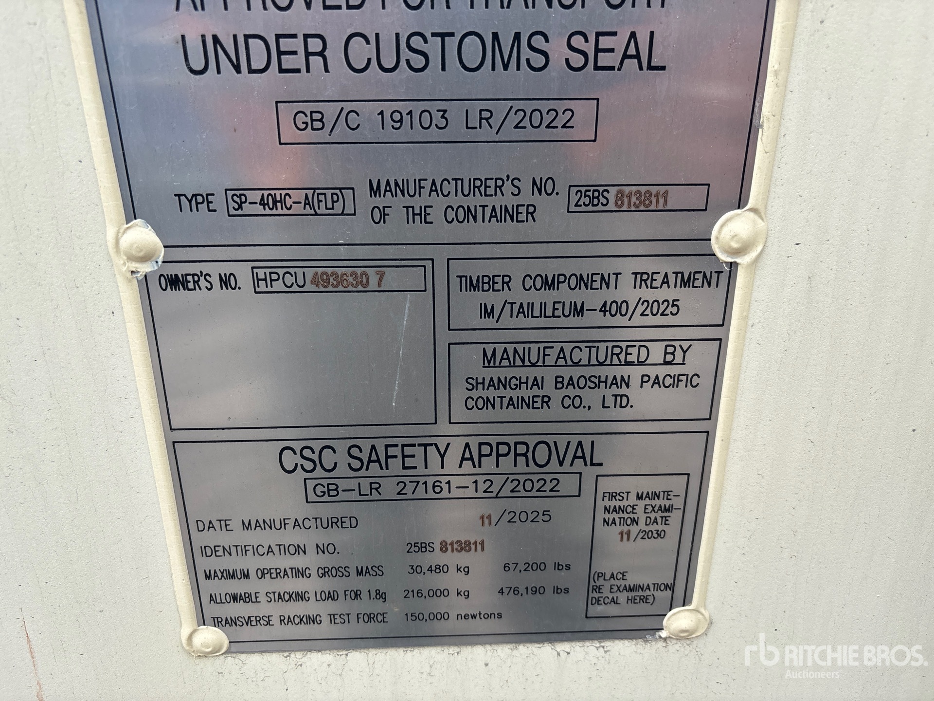 General Appearance with Serial Number / VIN