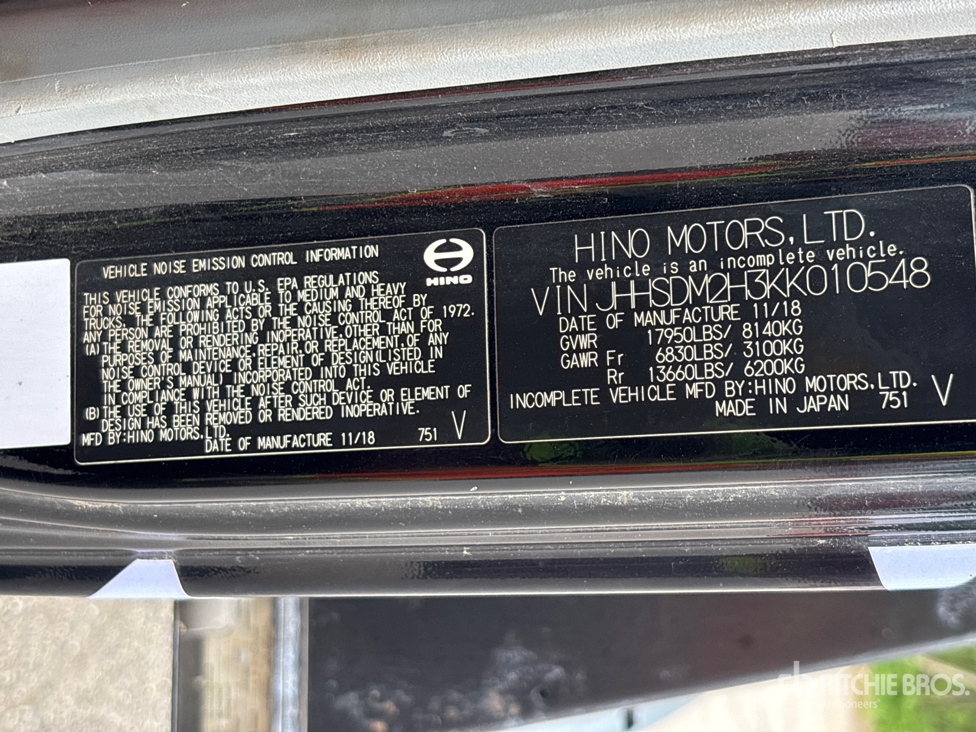 General Appearance with Serial Number / VIN