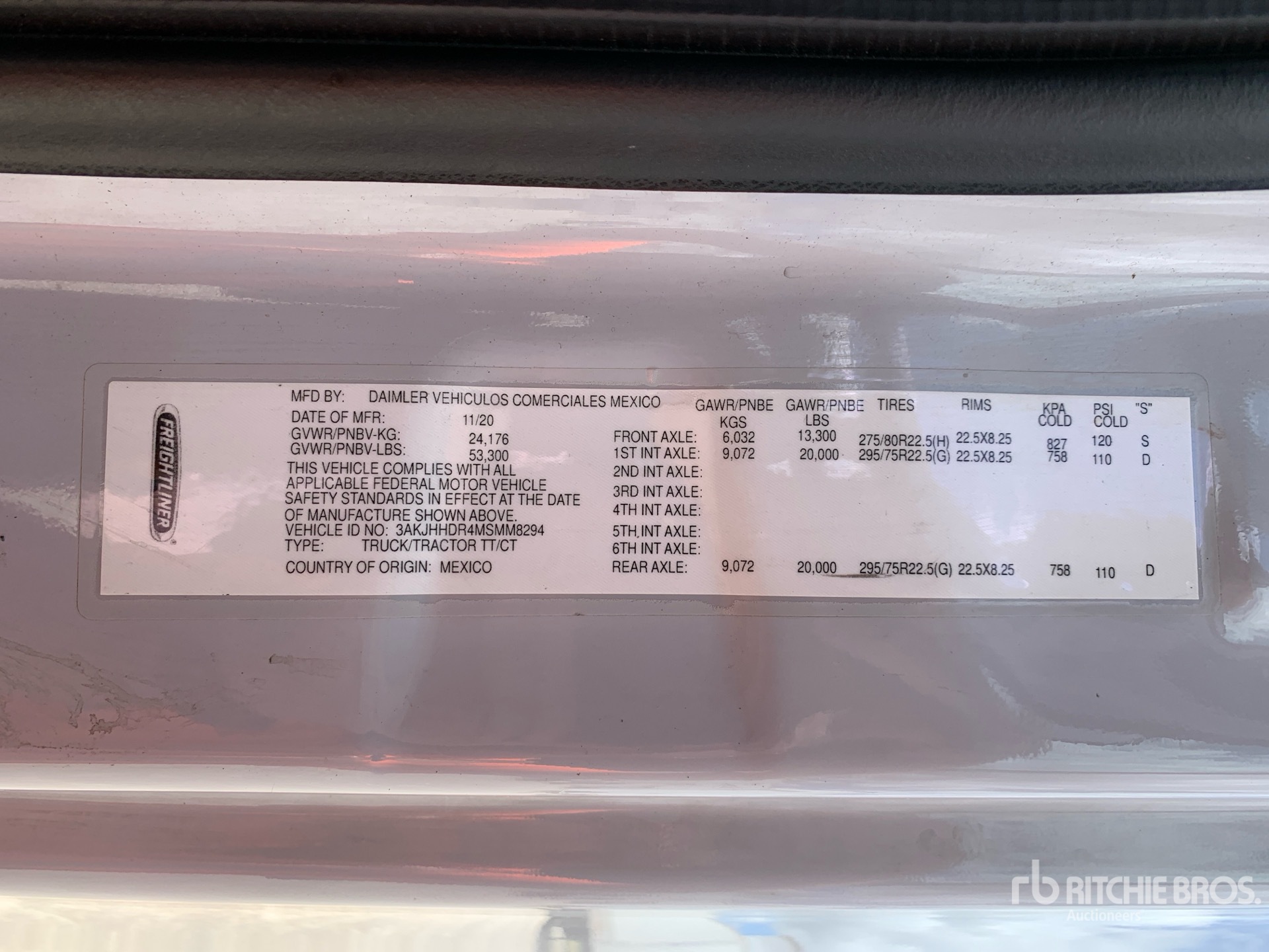 General Appearance with Serial Number / VIN