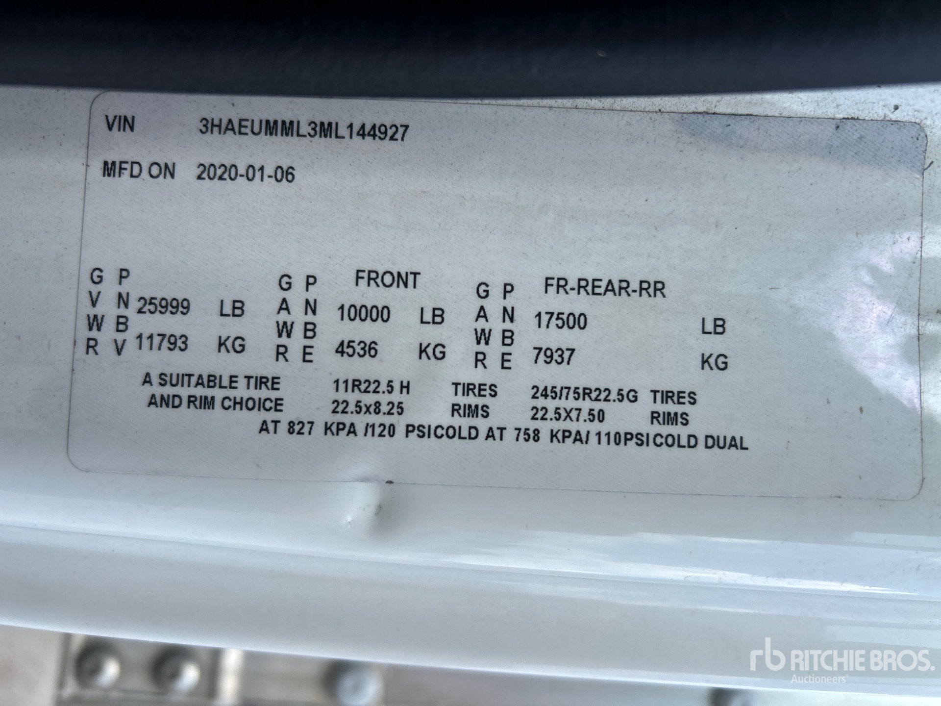 General Appearance with Serial Number / VIN