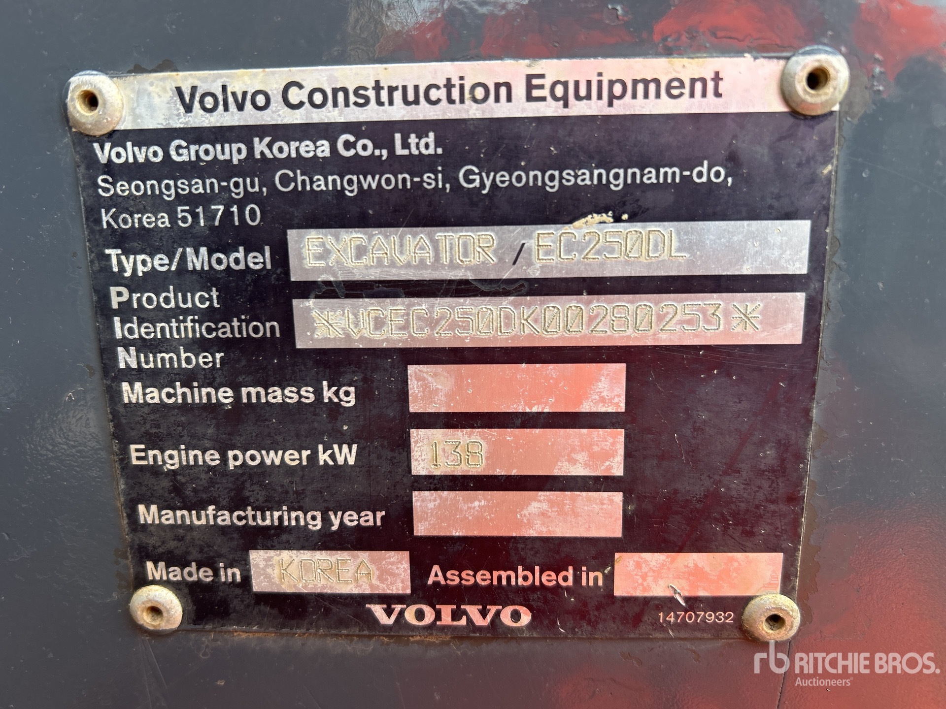 2018 Volvo EC250DL