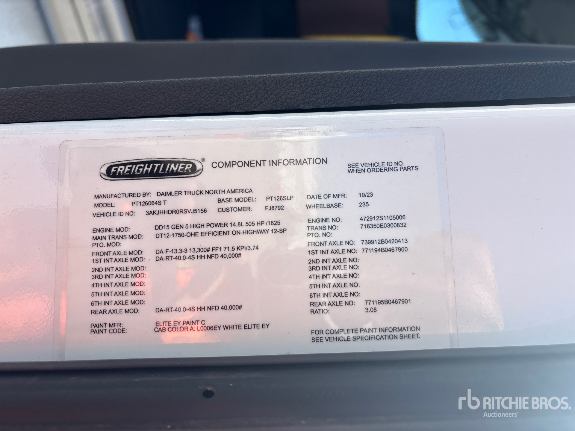 General Appearance with Serial Number / VIN