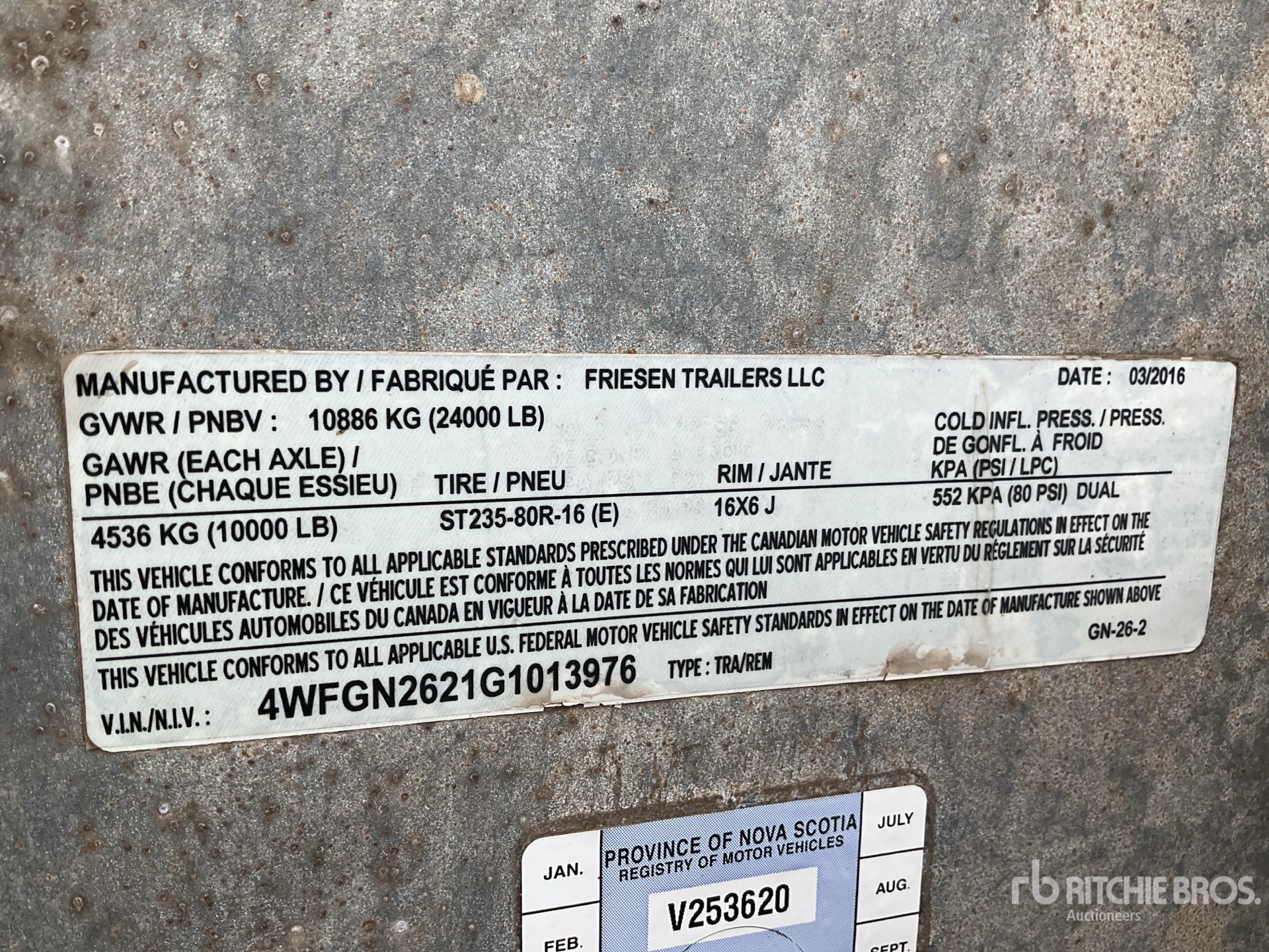 General Appearance with Serial Number / VIN