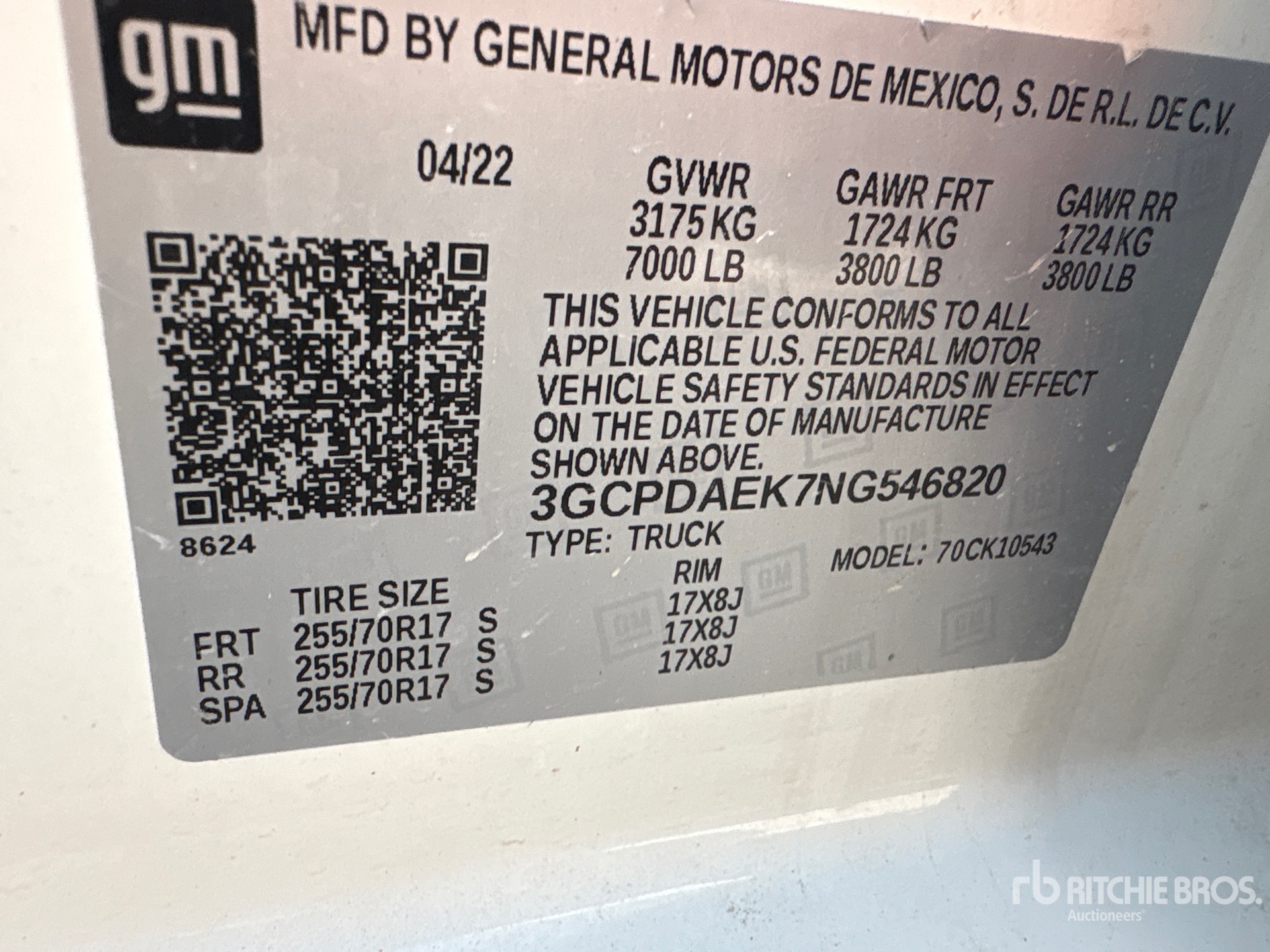 General Appearance with Serial Number / VIN