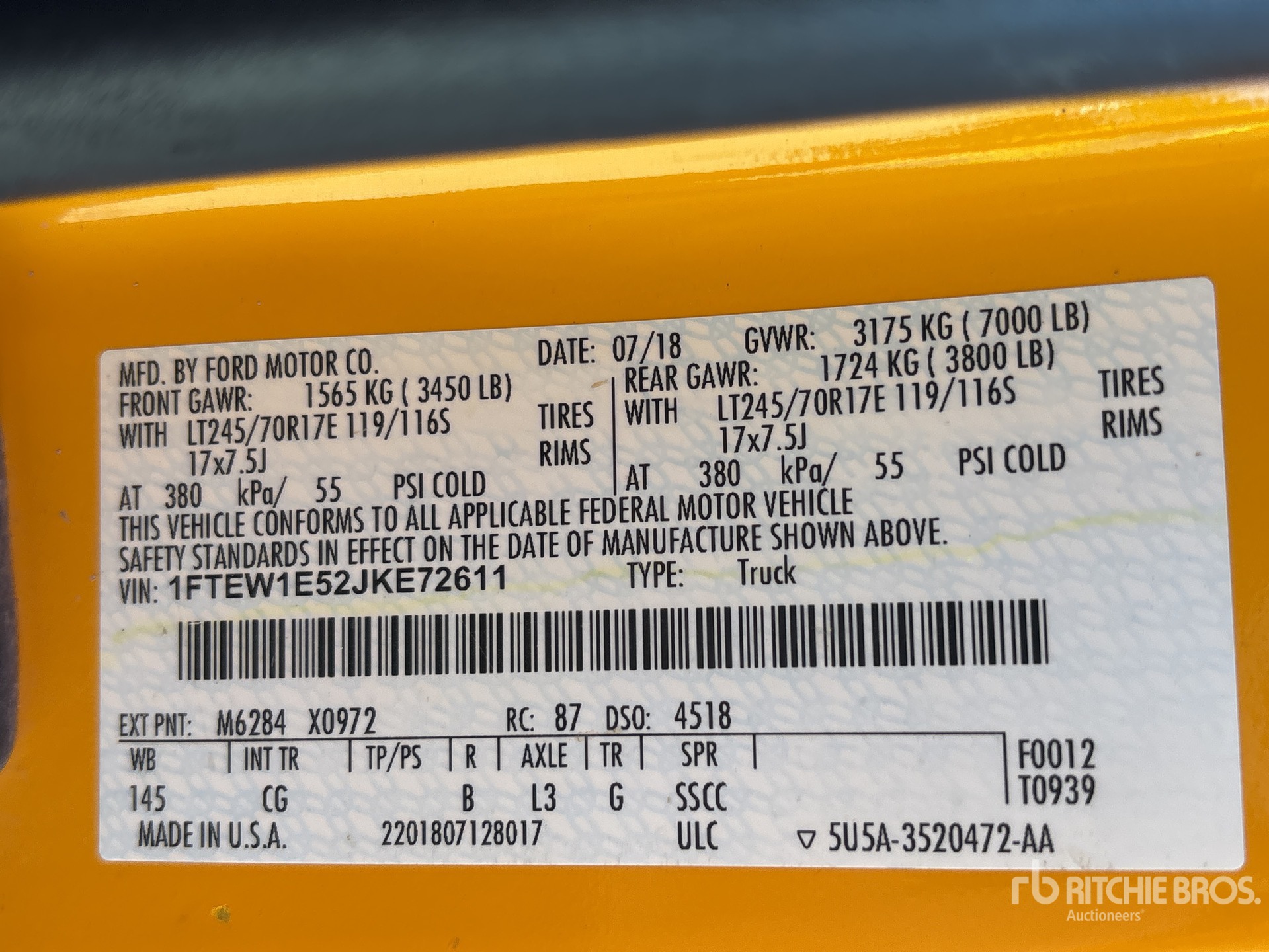 General Appearance with Serial Number / VIN