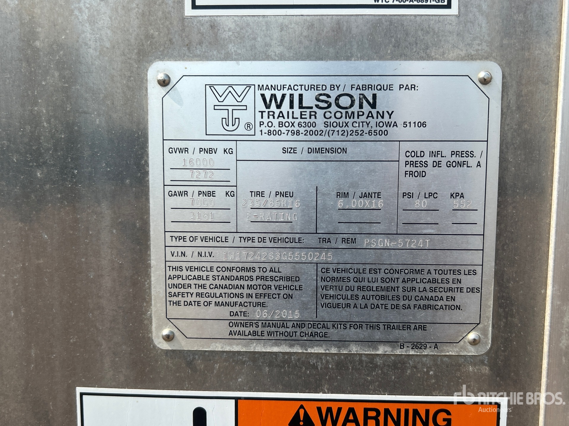 2015 Wilson 24 ft T/A