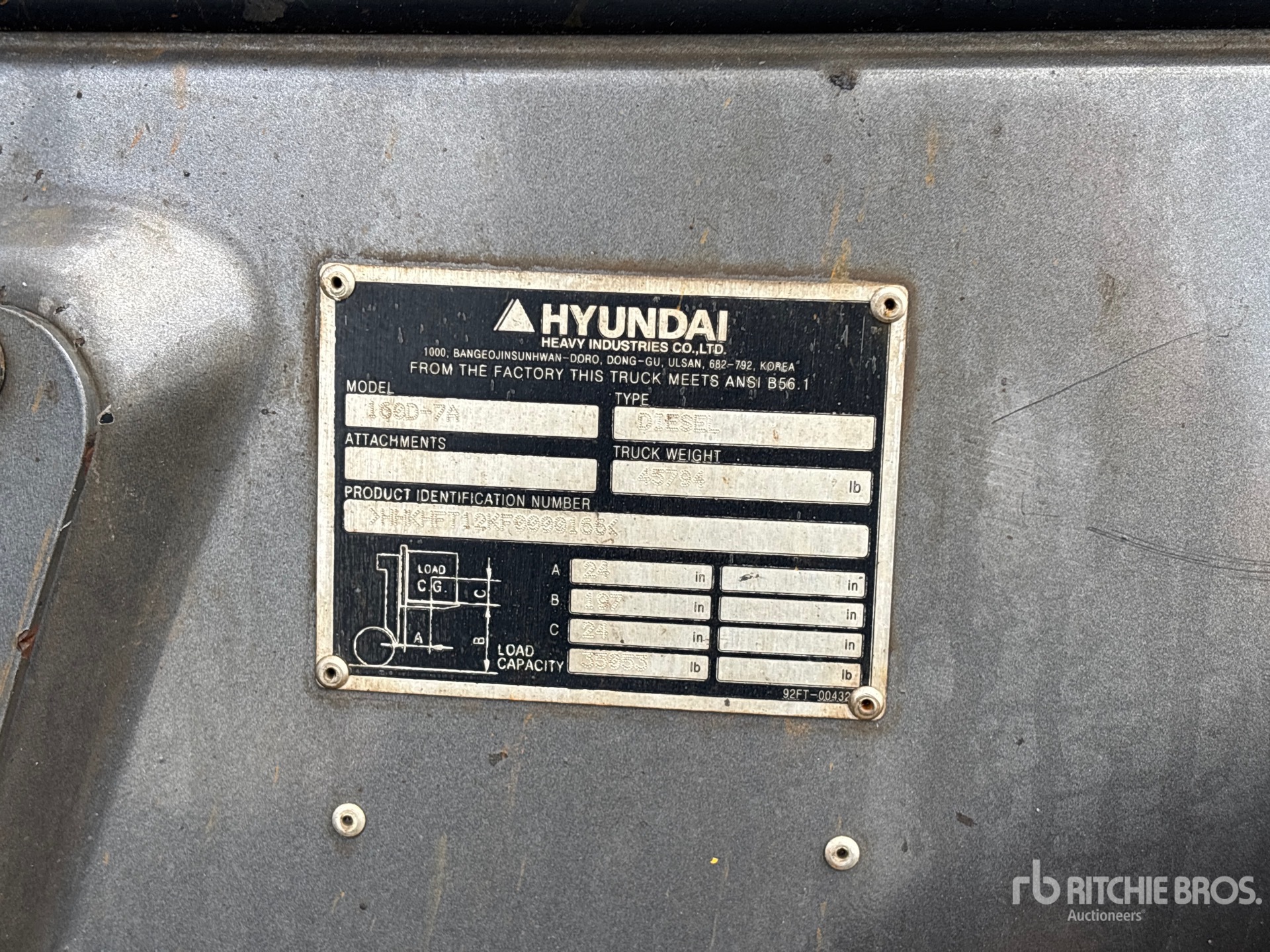 General Appearance with Serial Number / VIN