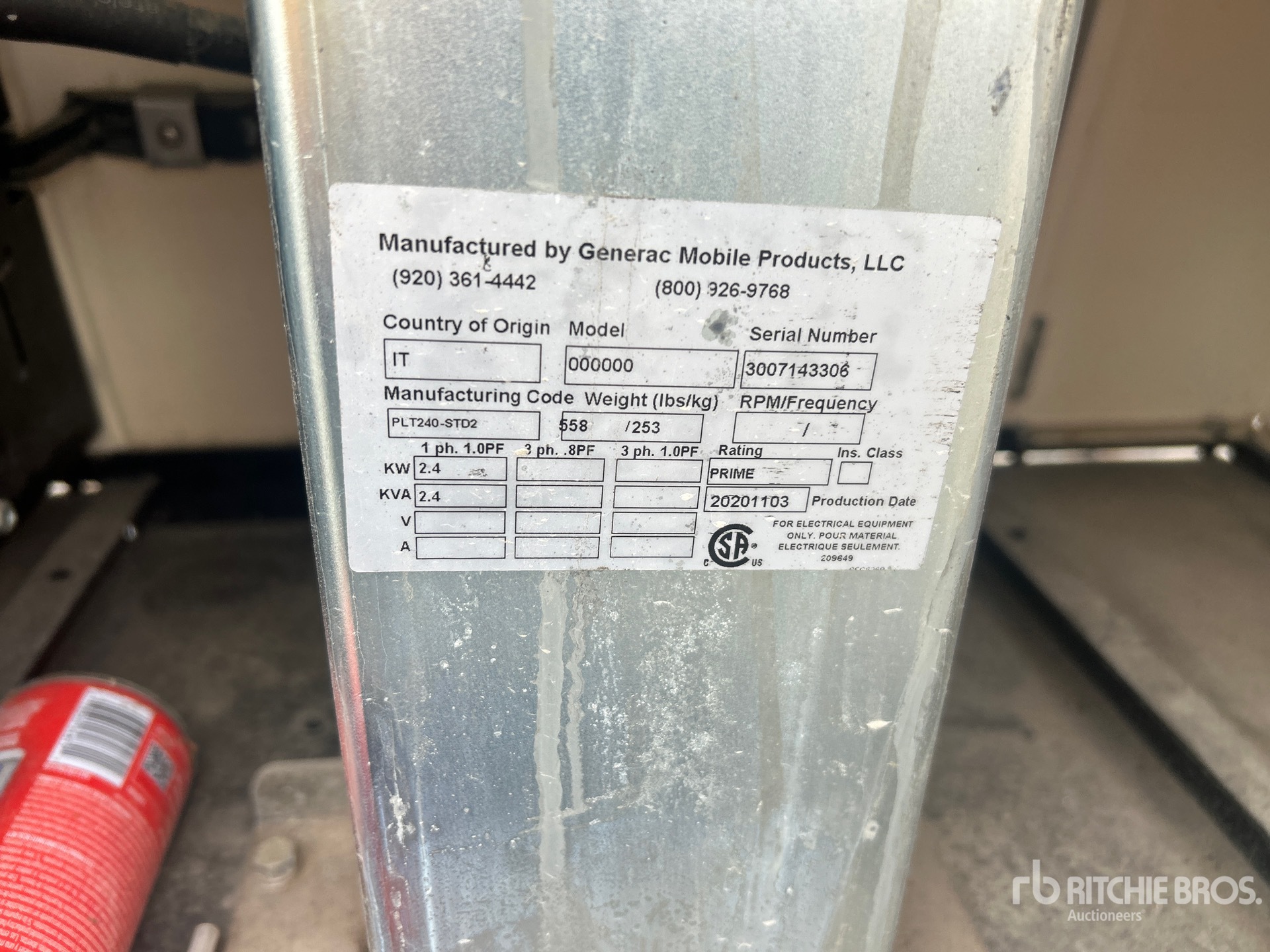 General Appearance with Serial Number / VIN
