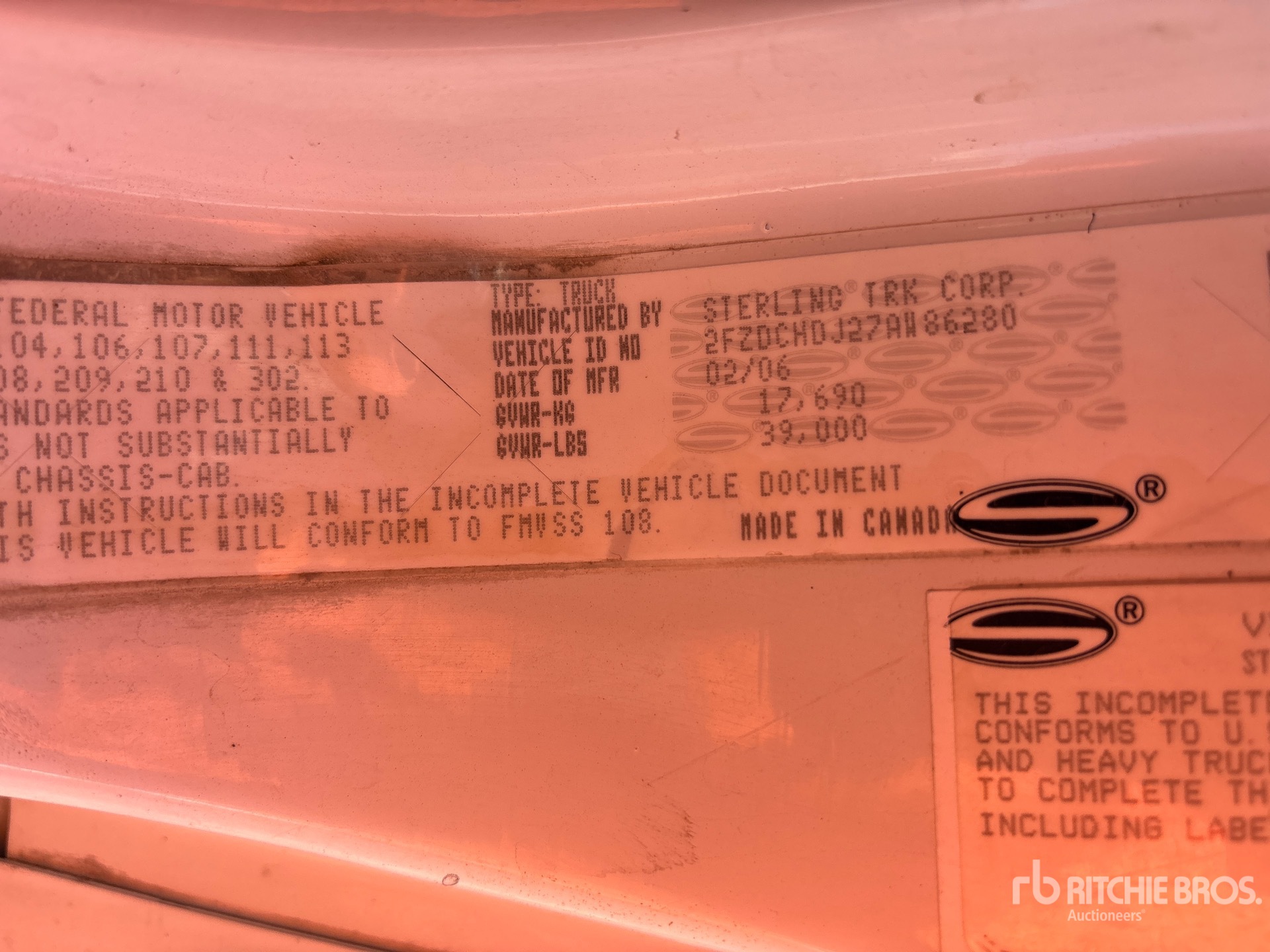 General Appearance with Serial Number / VIN