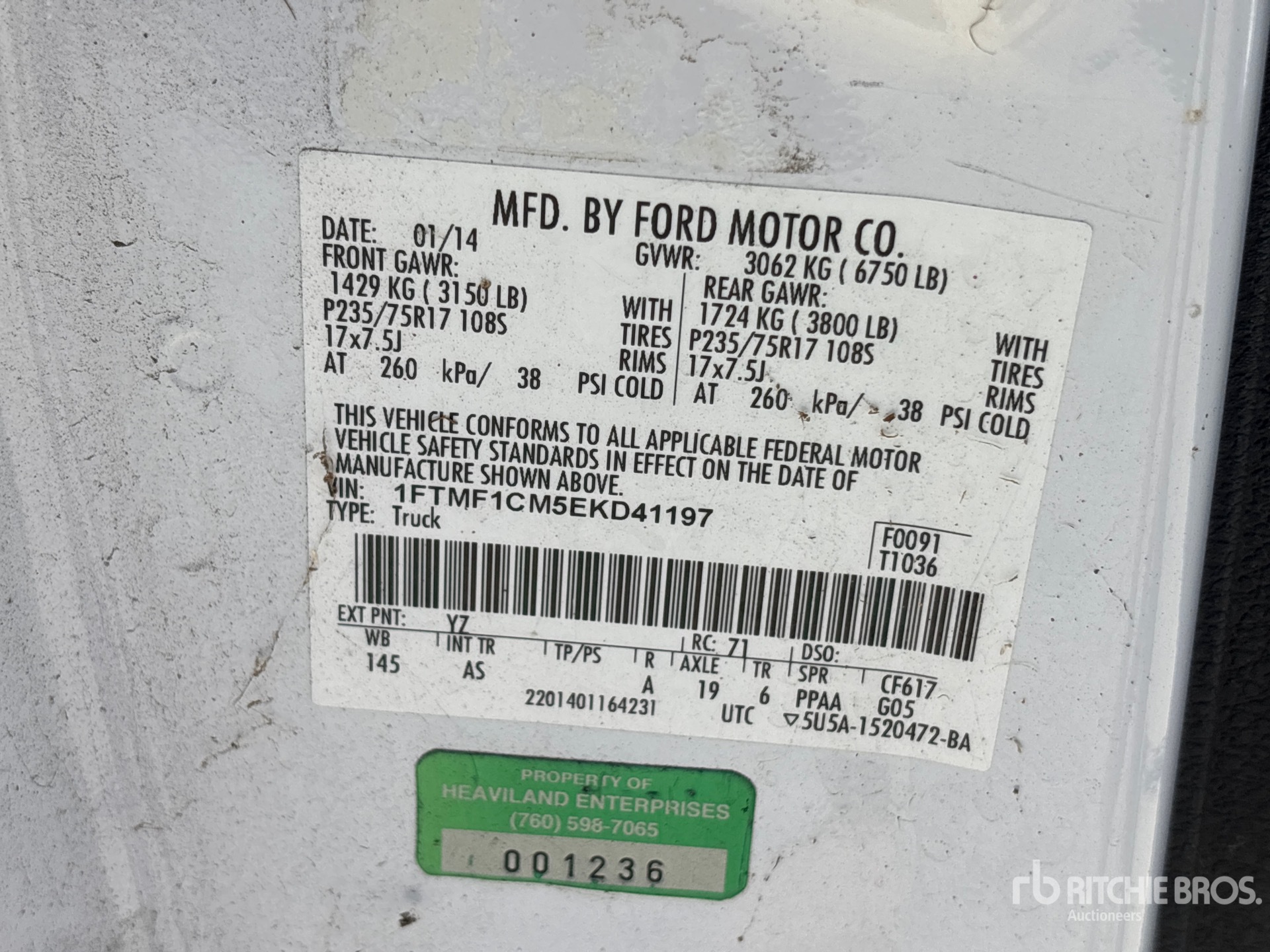 General Appearance with Serial Number / VIN