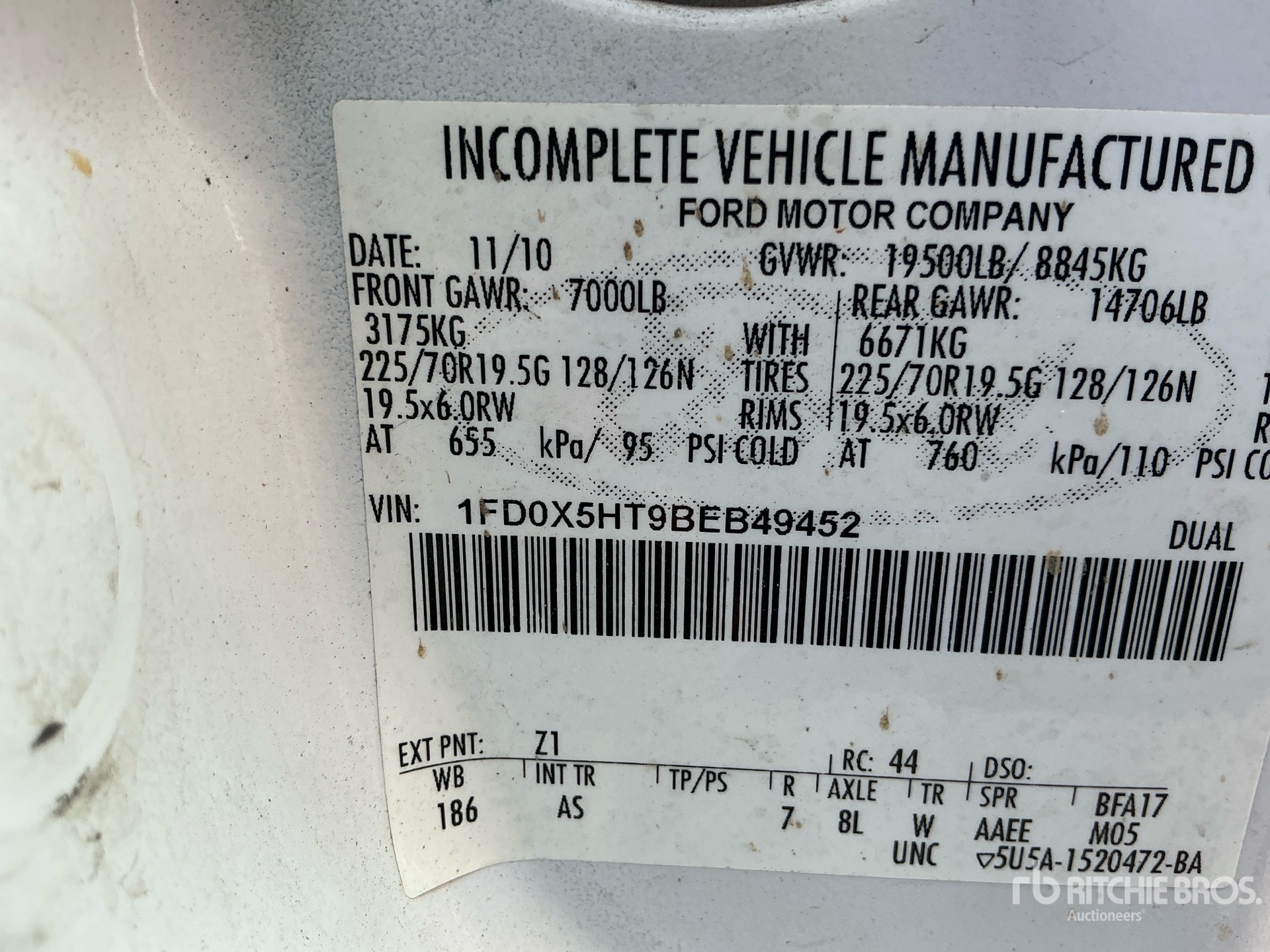 General Appearance with Serial Number / VIN