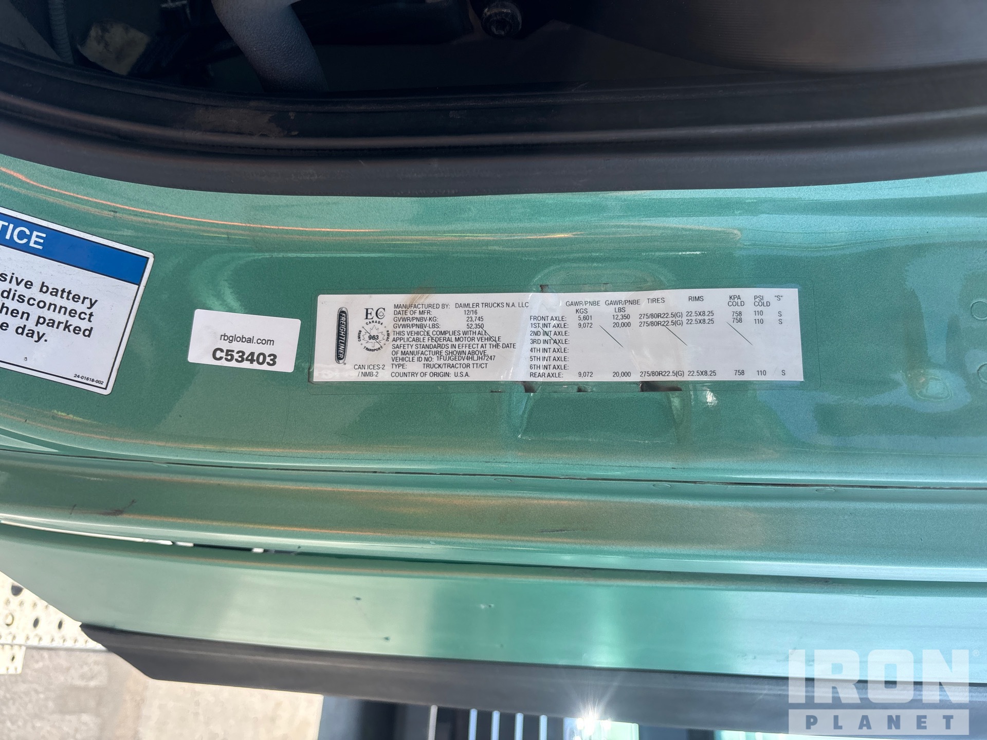 General Appearance with Serial Number / VIN