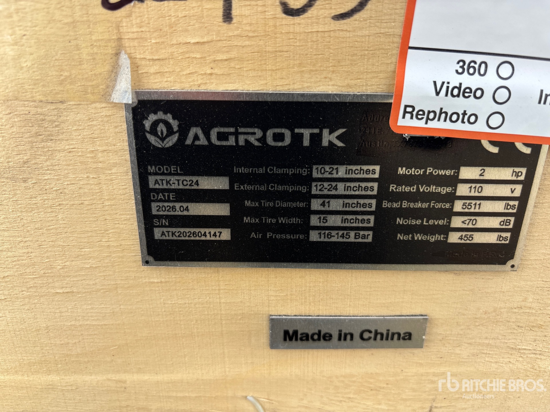 General Appearance with Serial Number / VIN