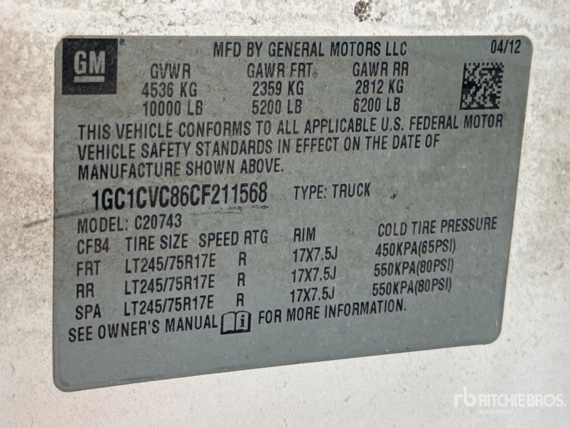 General Appearance with Serial Number / VIN