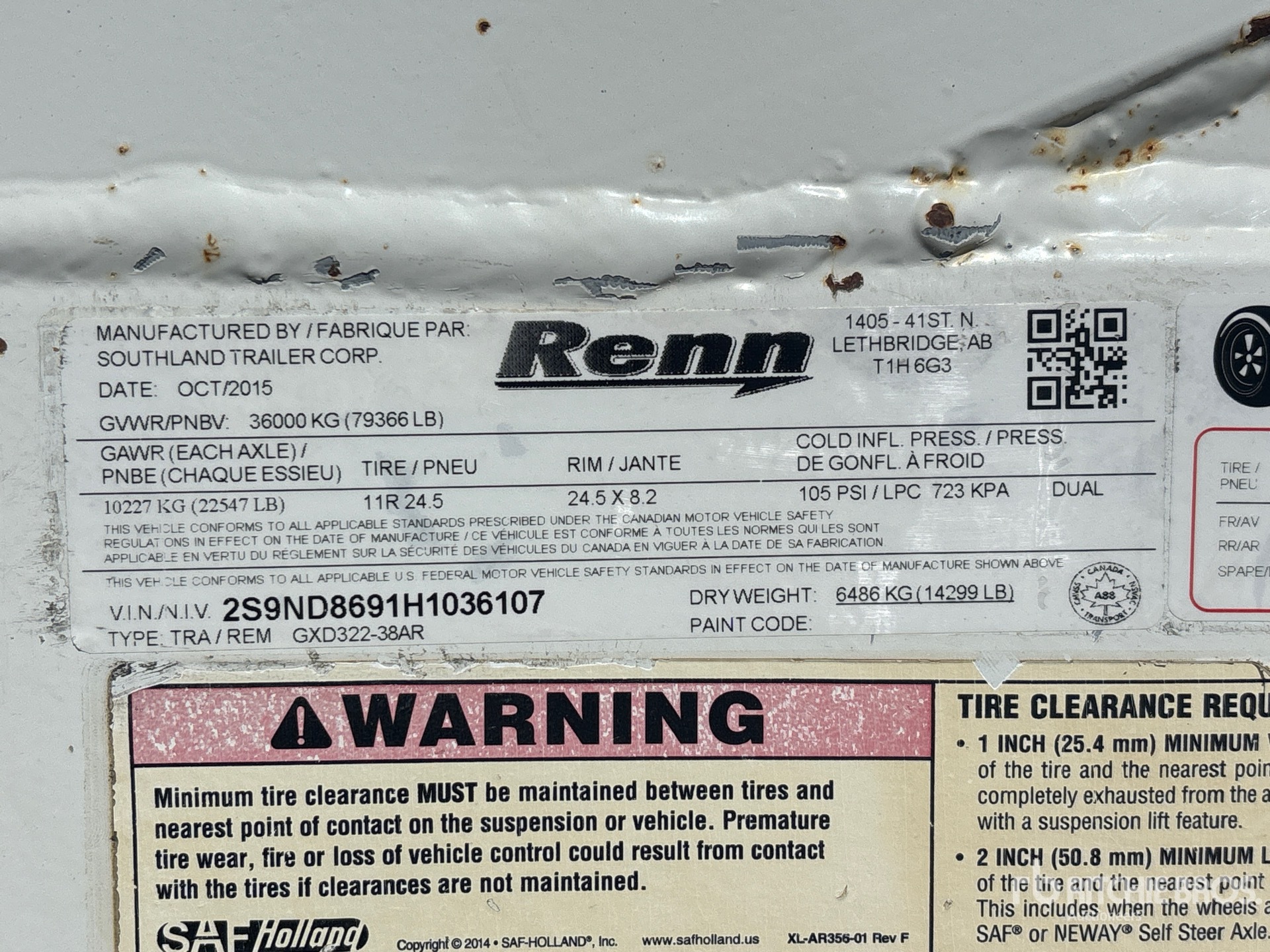 General Appearance with Serial Number / VIN