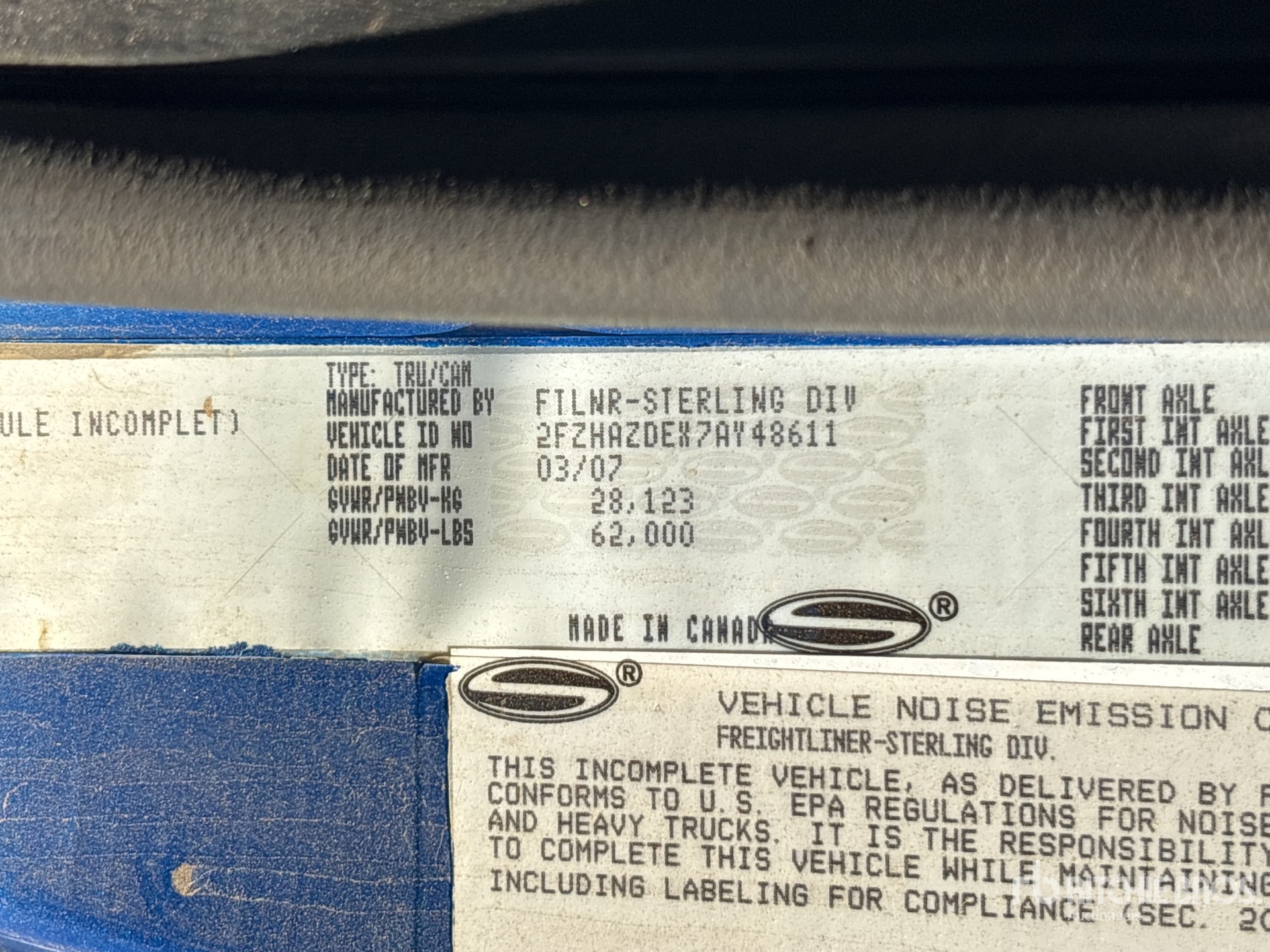 General Appearance with Serial Number / VIN